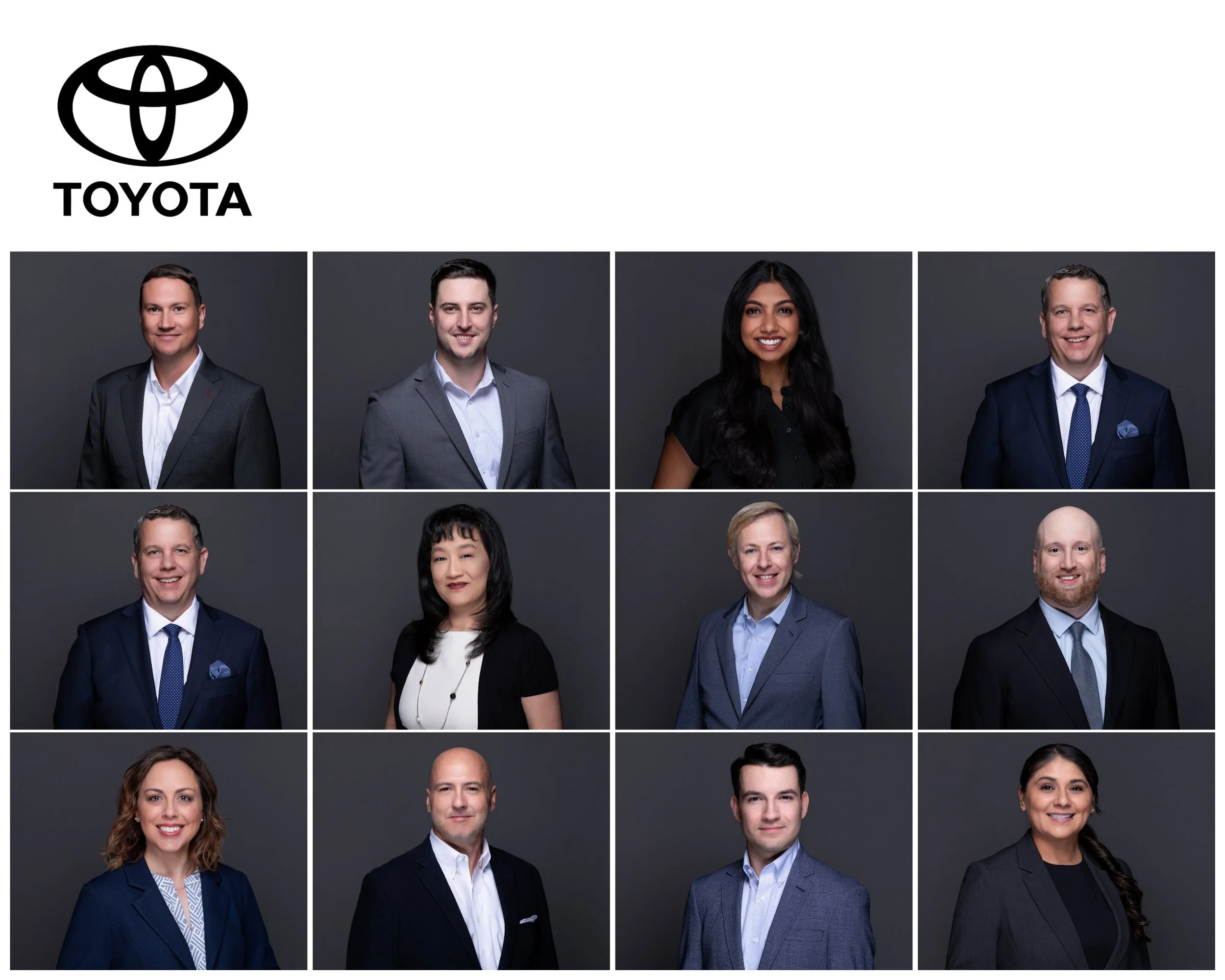 Toyota team corporate headshots taken on-location by Godoy Shots in Dallas.