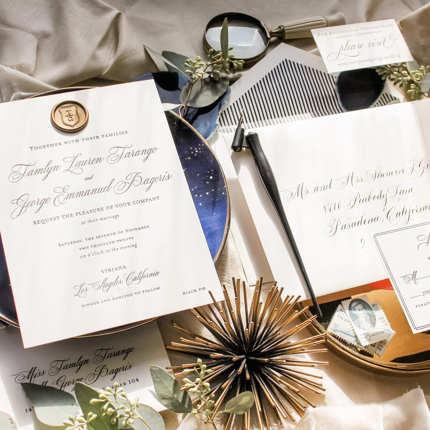 Congratulations to this beautiful couple who wed over the weekend!  We had a blast creating this elegant suite!