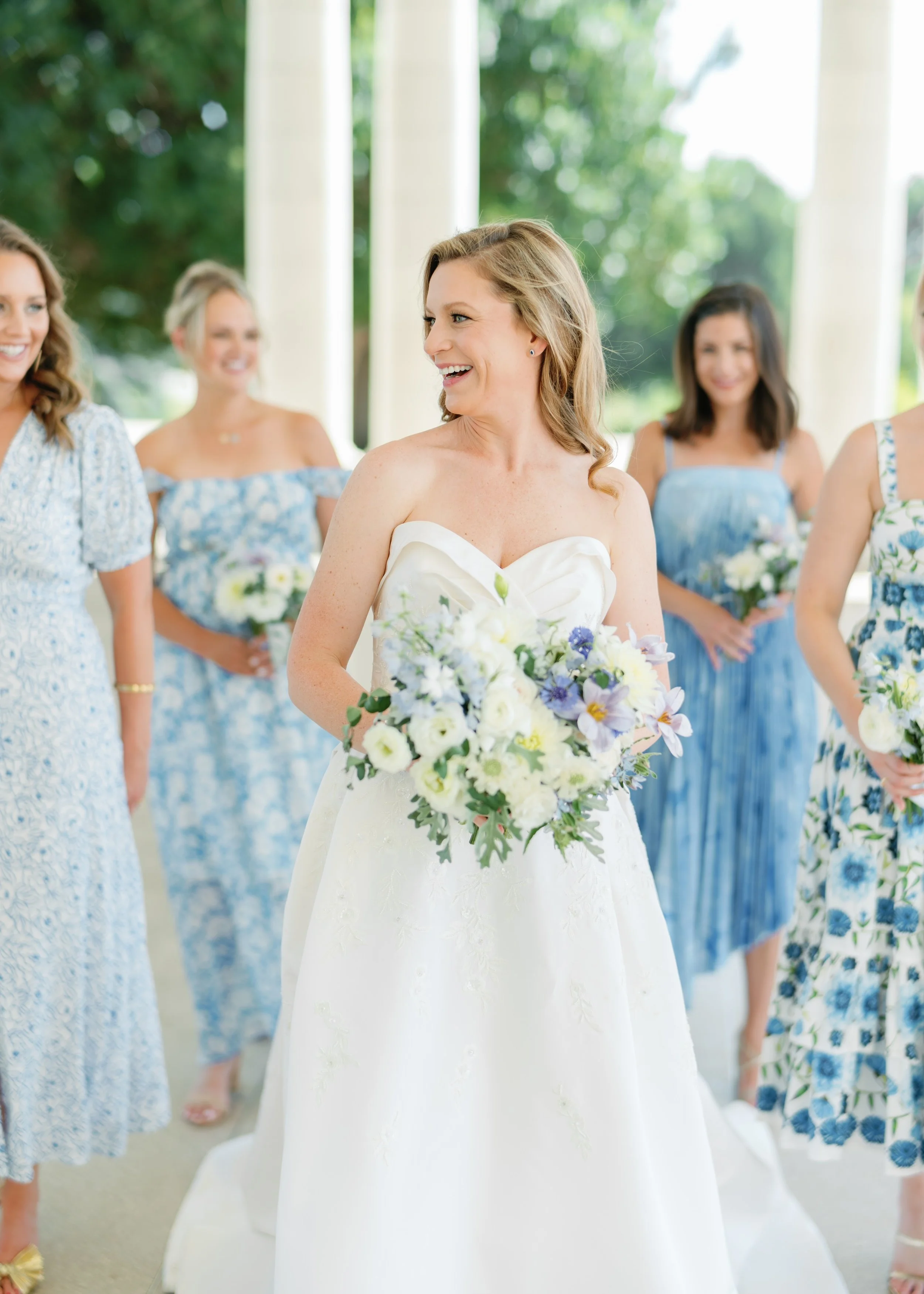 contemporary wedding infused with whimsy and unique blue flowers