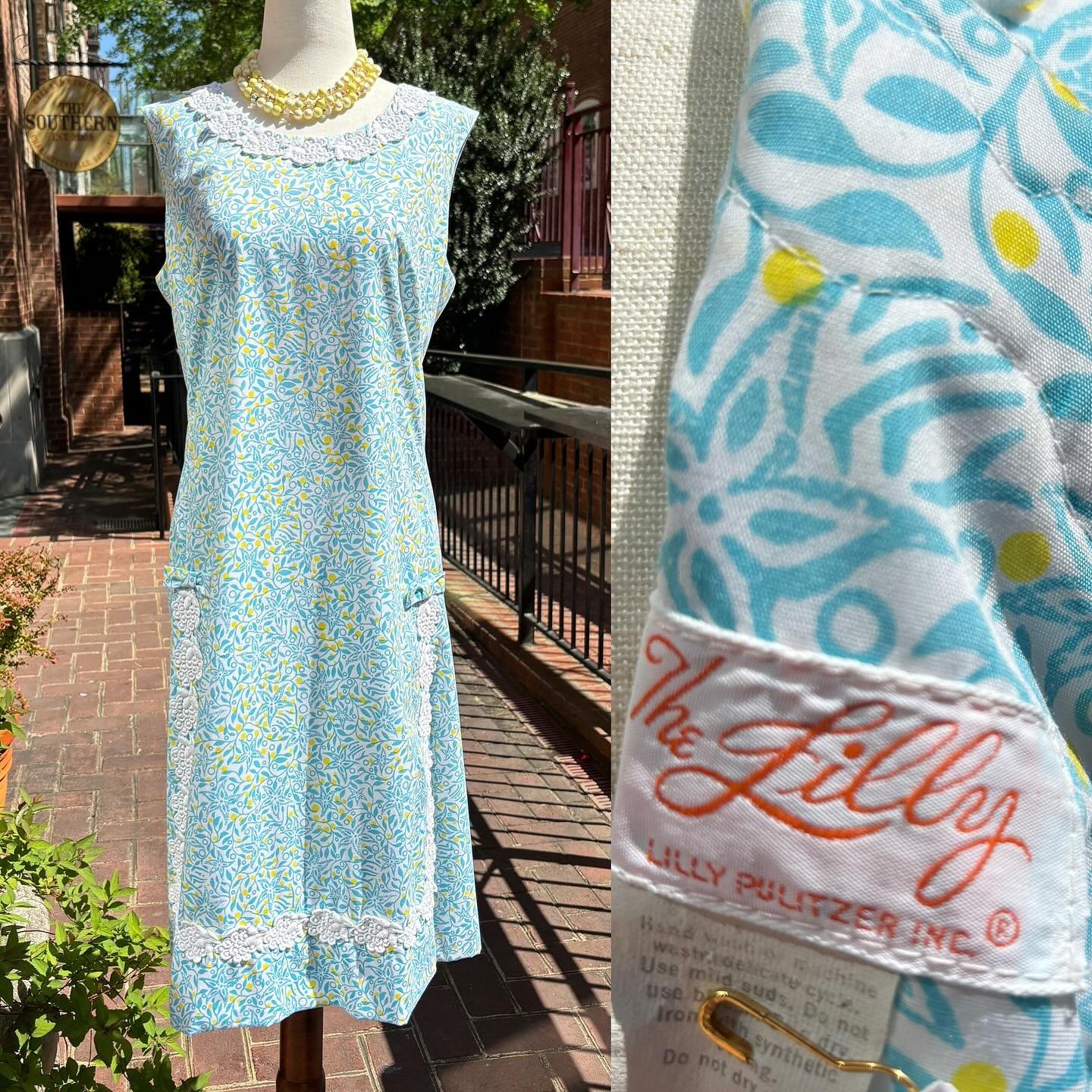 🌼🦋Vintage Lilly. 
.
🦋🌼 Signature Lilly print sheath dress, The Lilly
.
Late 60s era, cotton/poly blend
Tagged sz 14. Waist measures approx 37&rdquo;
$200
Excellent condition
$8 US shipped 
.
.
.
.
#vintagelilly #lillypulitzer #1960s #1970s #theli