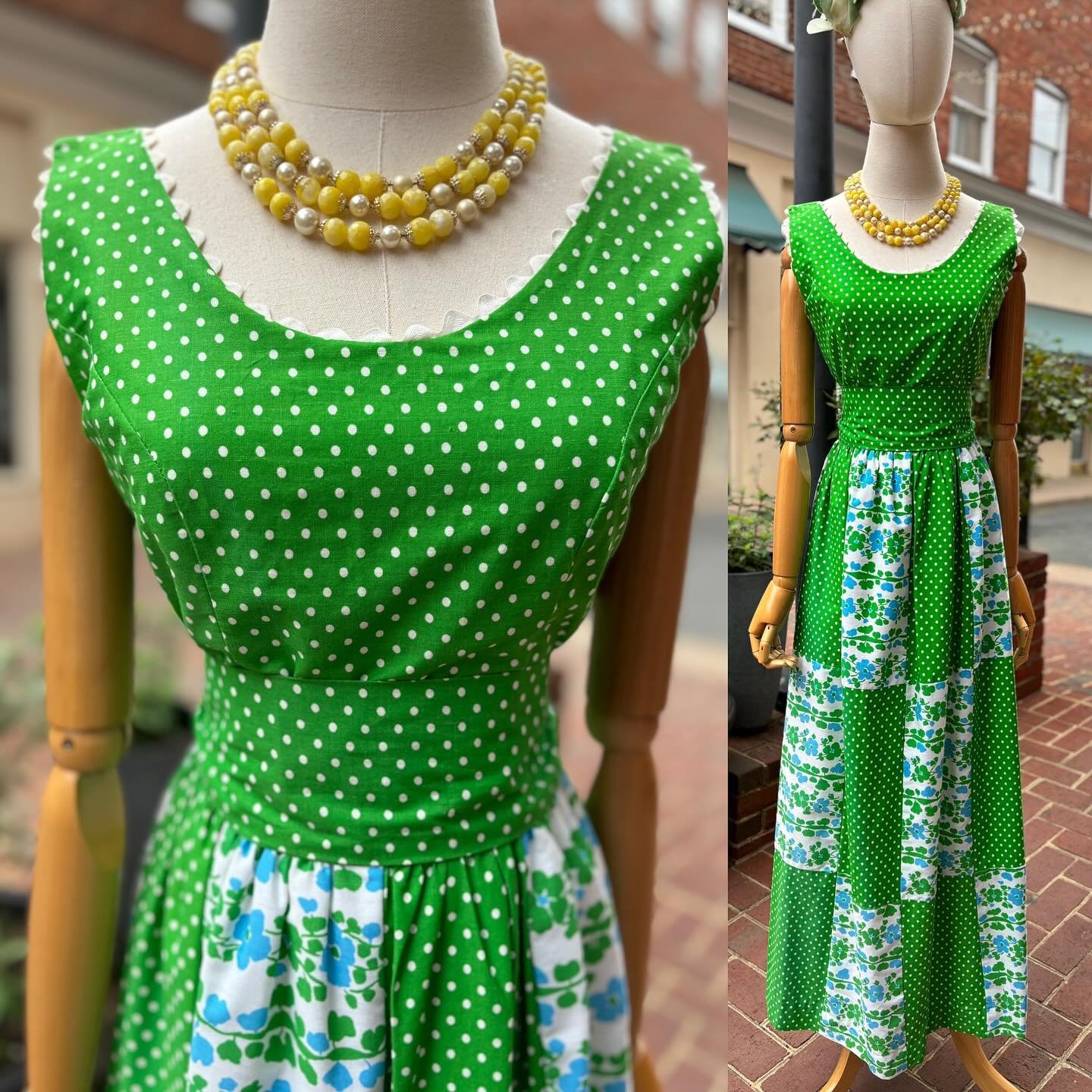 🪴🌼🪴 1970s Carroll Reed Ski Shop pretty little polka dot frock 💚🌼🪴🌼 💚 Prefect for all the fun festivities of Spring 🪴🌼🪴
.
24/25&rdquo; W 💚 $76 
📫 $8
.
.
##carrollreed #1970s #1970sstyle #1970style #1970svintage #1970sprairiedress #70s #pr