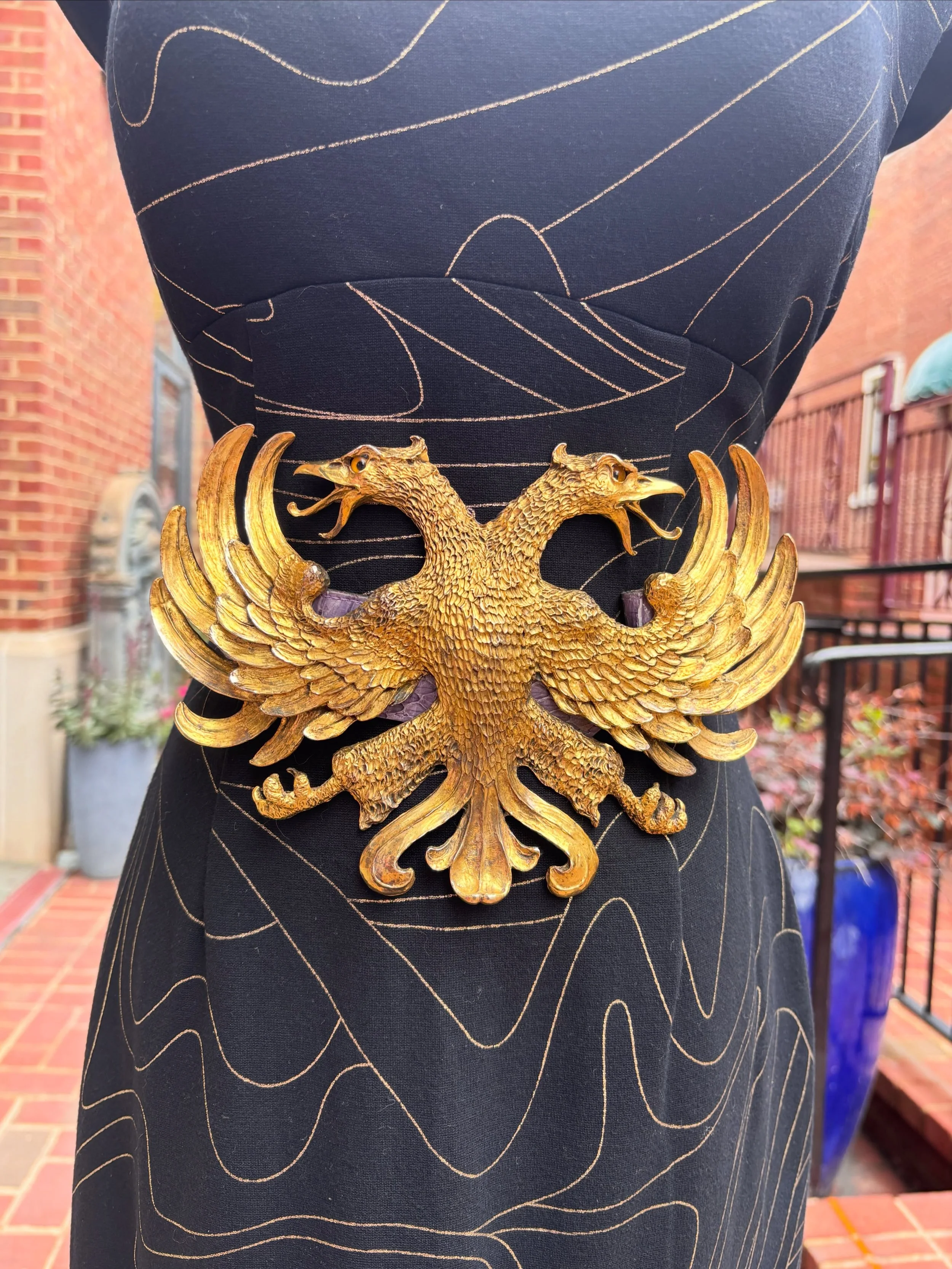 🦅✨🦅 Signed and dated, Christopher Ross gold plated double headed phoenix belt on purple snake skin 🐍🦅
One of the pieces that took some serious time to clean and restore. It&rsquo;s one of my favorites! It also one that Ive always said if it never