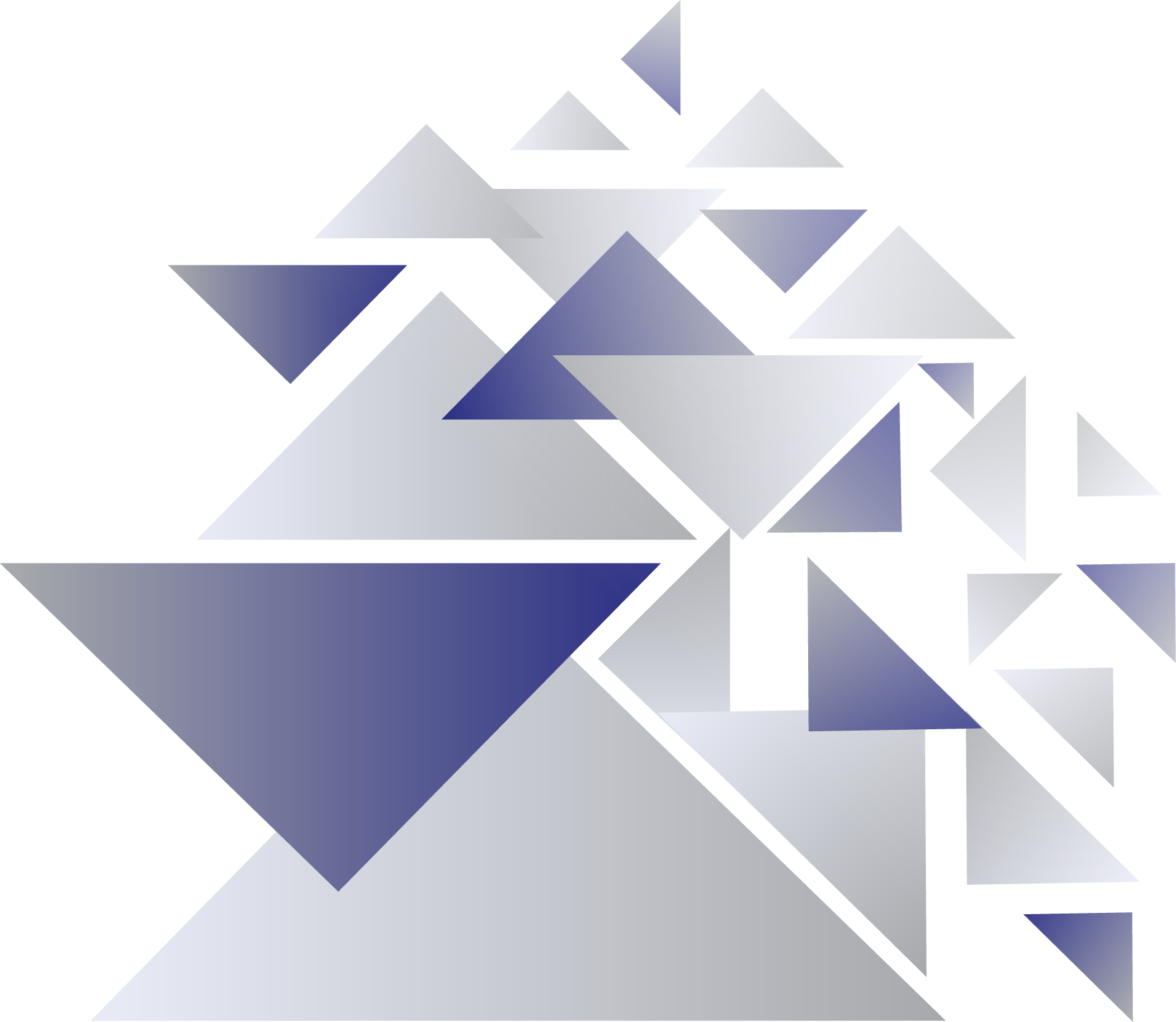 Abstract digital artwork featuring geometric shapes and lines in shades of gray, white, blue, and black.