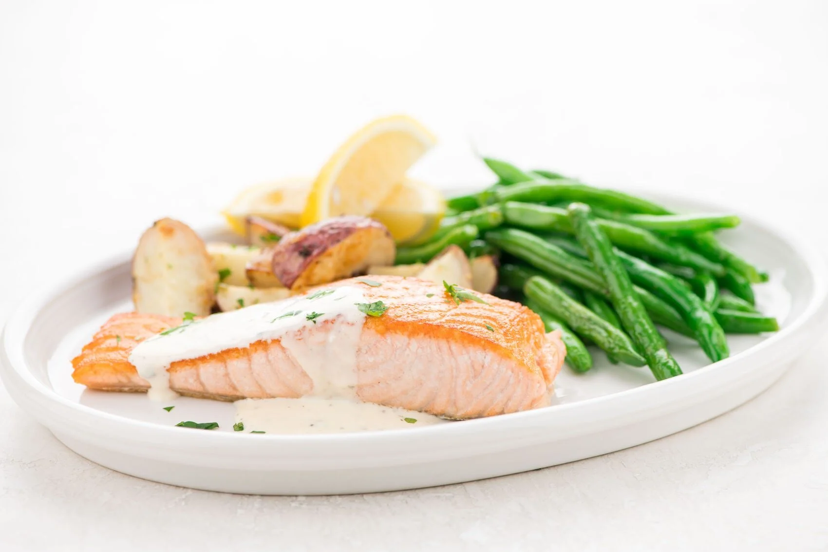 Grilled Salmon with Fresh Herb Beurre Blanc 