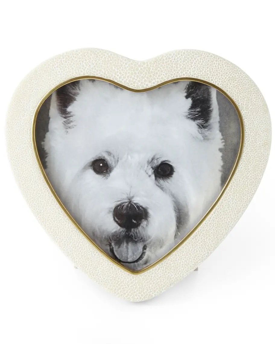 Aerin Faux-Shagreen Heart Picture Frame