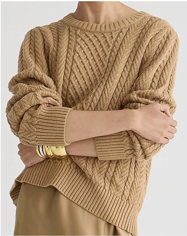 J.Crew Cable Knit Puff Sleeve Sweater