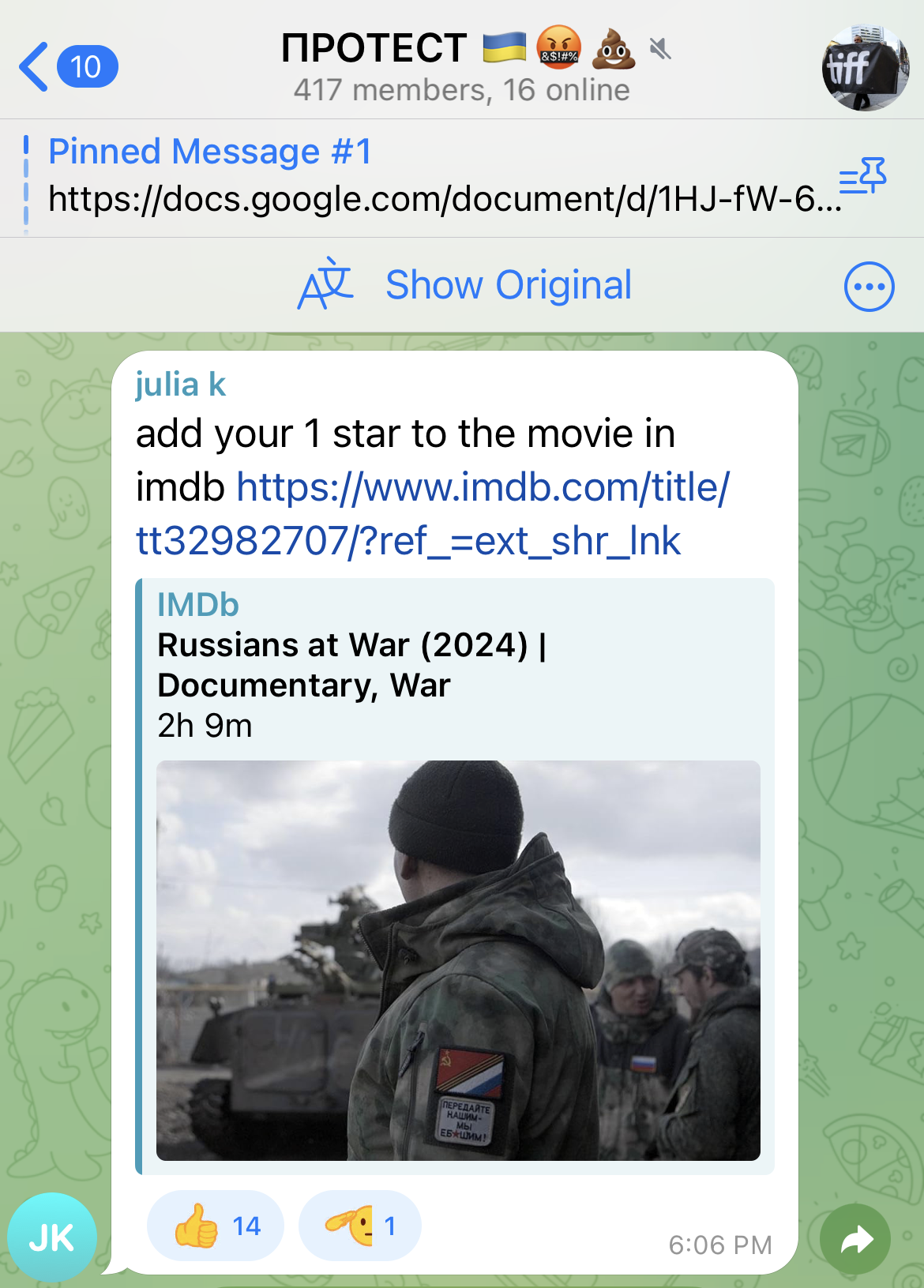 Ukrainian accounts attack Russians at War IMDb page – without watching the film