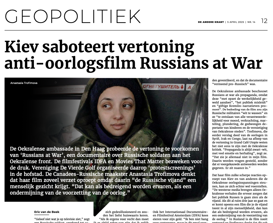 European press writing about documentary Russians at War