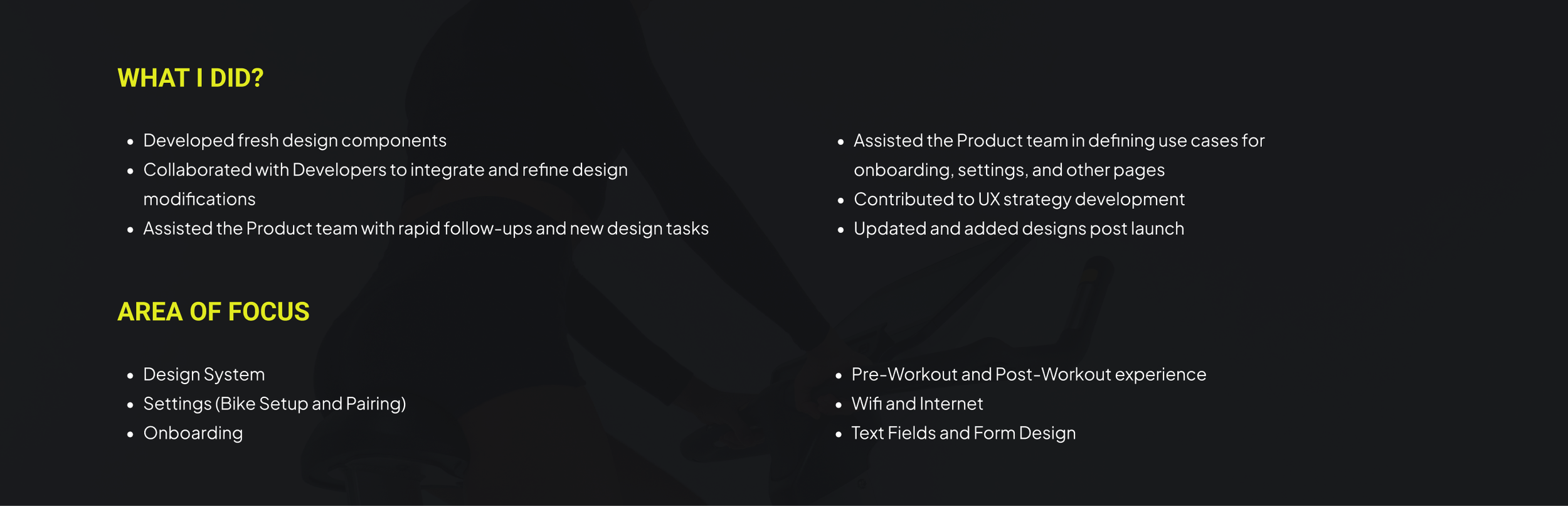 What I did and Area of Focus