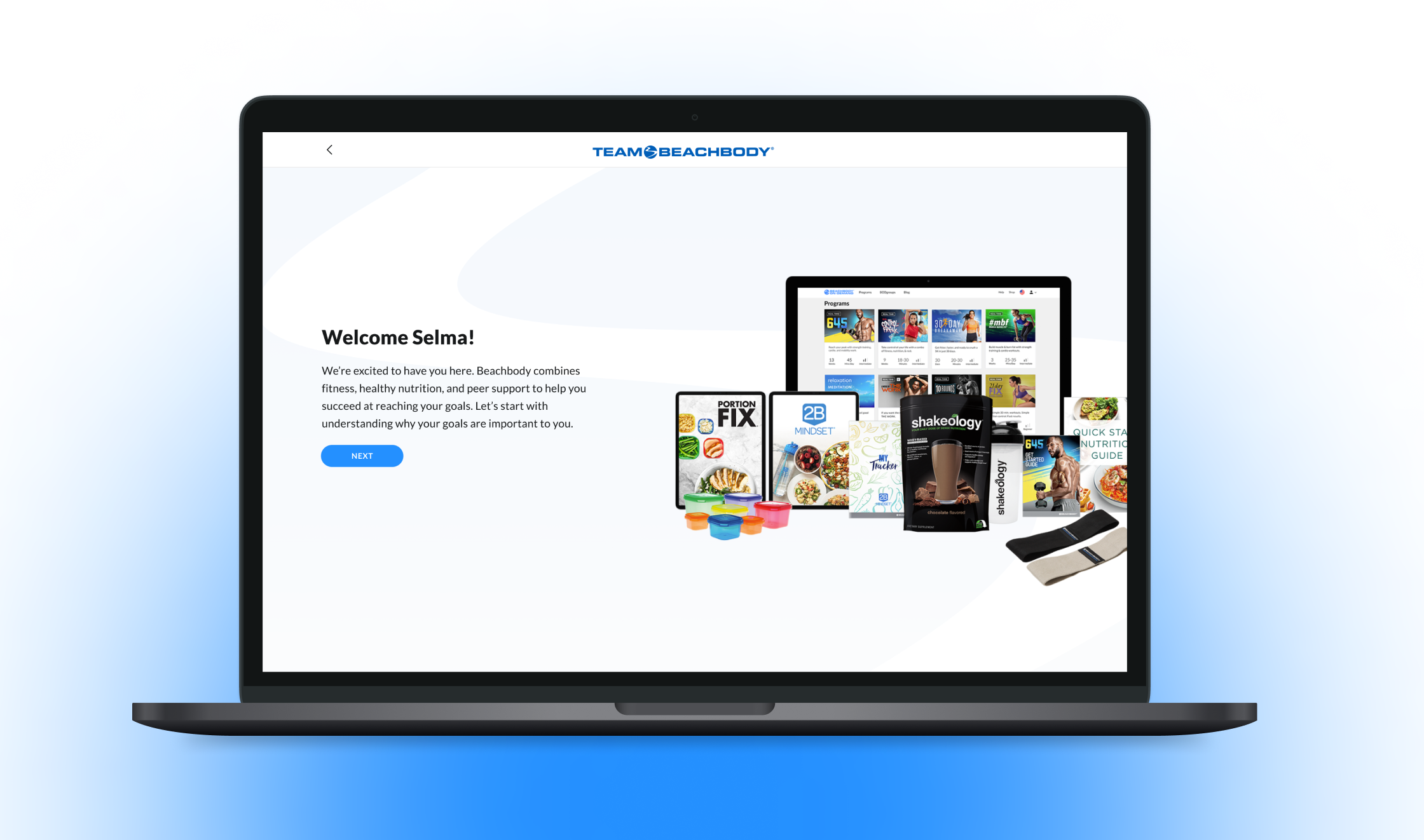 Beachbody Products Welcome Screen