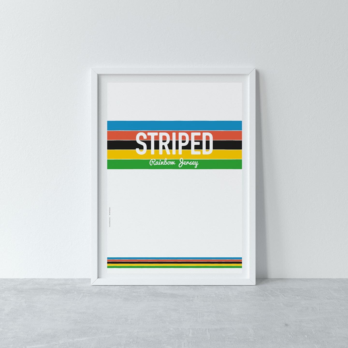 The Rainbow shirt is worn by the reigning world champion. Love a striped shirt! This is the final graphic interpretation of cycling shirts. With one to follow celebrating a missed legend of the cycling world. 
.
.
.
.
.
.
.
.
#cyclinglife #cyclingart