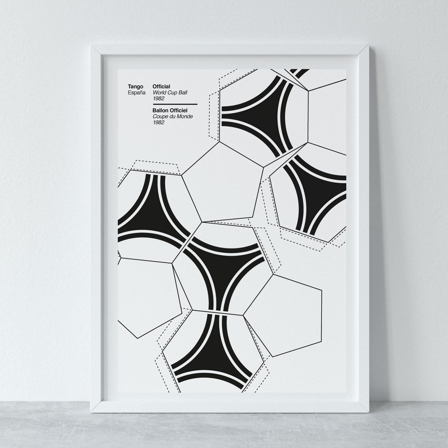 Tango - another classic ball worth celebrating. From the &lsquo;82 Espa&ntilde;a World Cup. 
Sized A2 or A1 and printed on 190gsm matte stock. Sometimes bigger is better - and this print definitely looks better bigger! 
Shop @generalobservatory 
.
.
