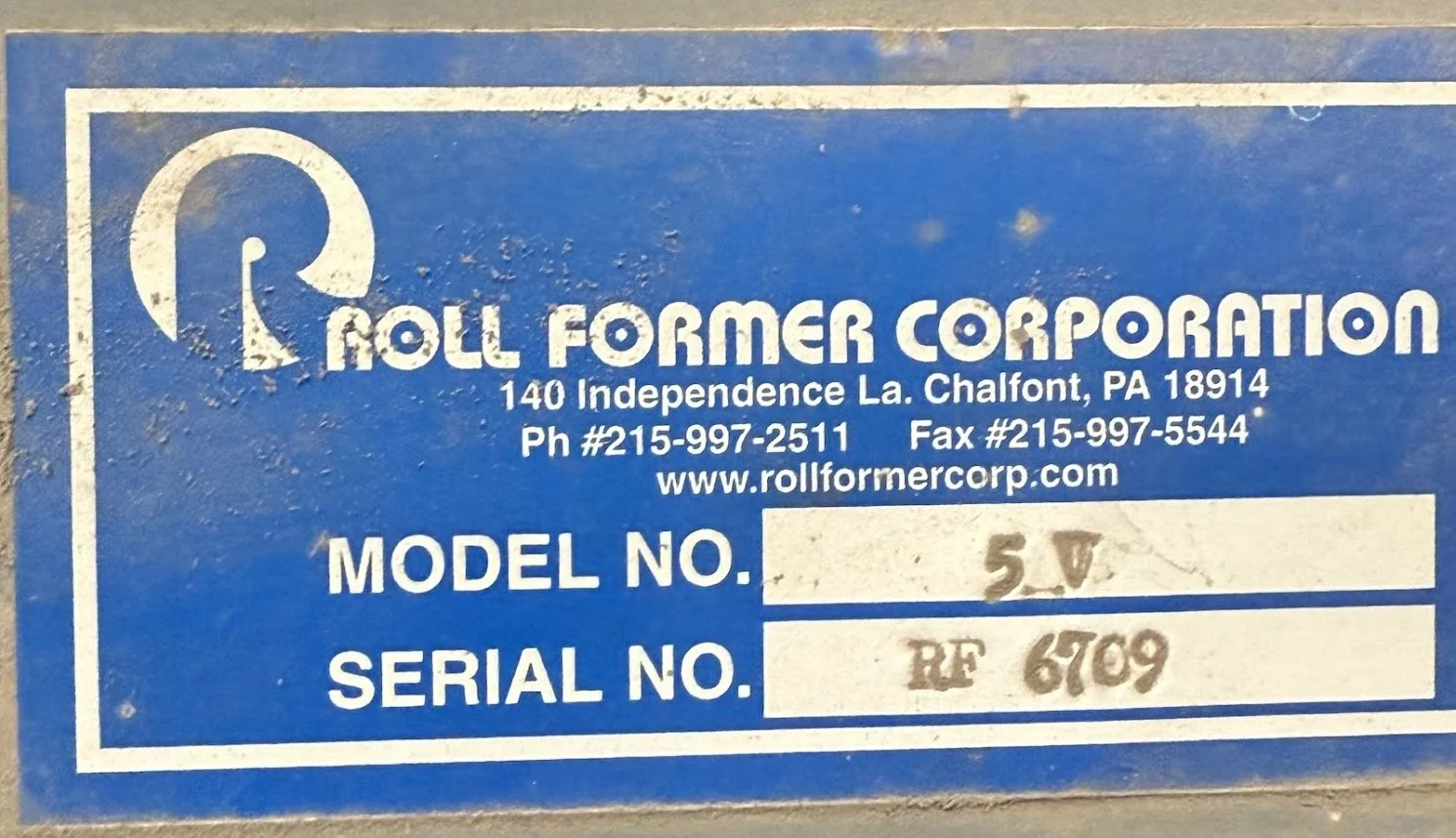 USED 5 V CRIMP ROOF PANEL ROLLFORMING MACHINE