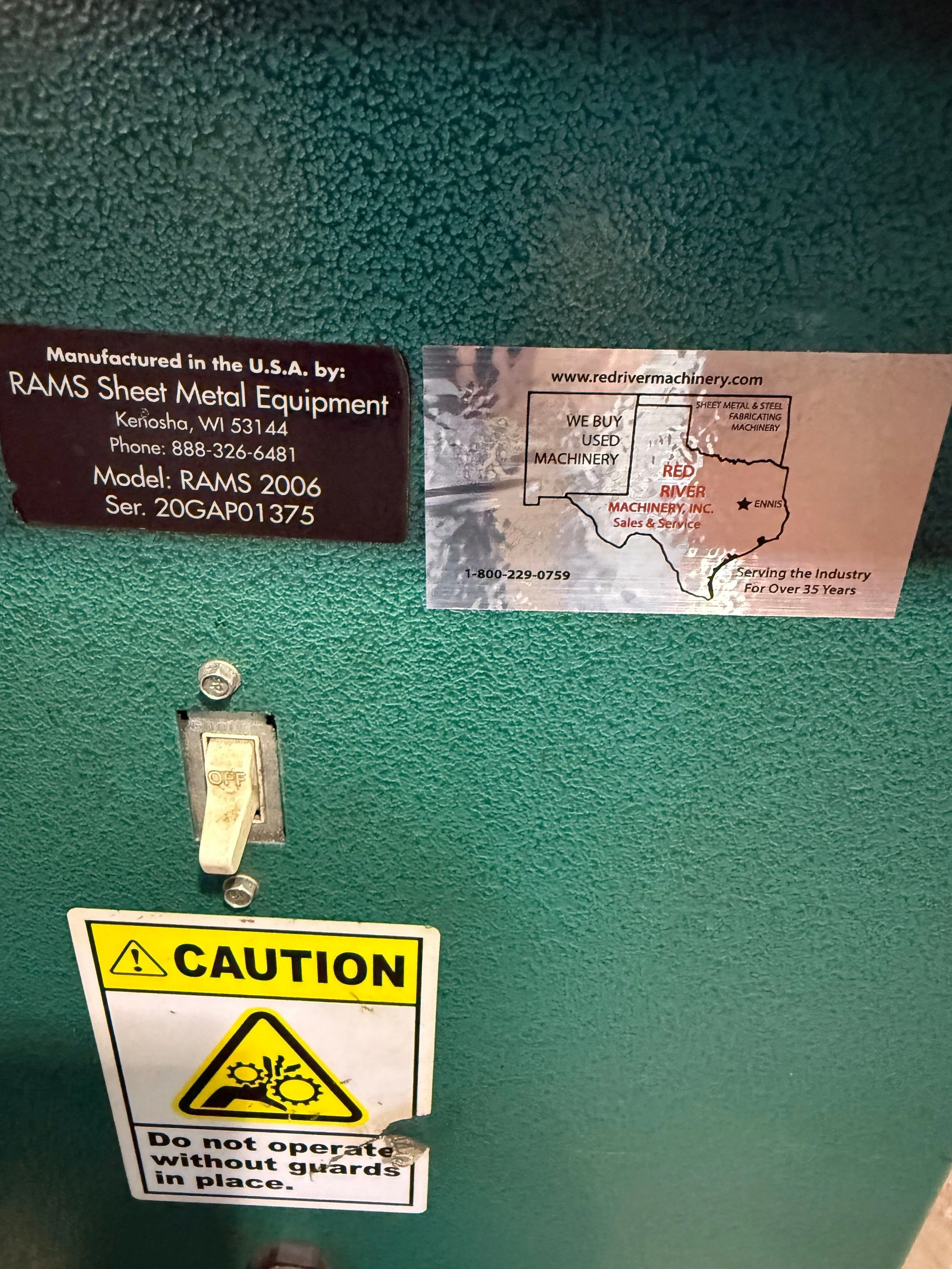 USED RAMS 2006 MODEL 20GA PITTSBURGH MACHINE