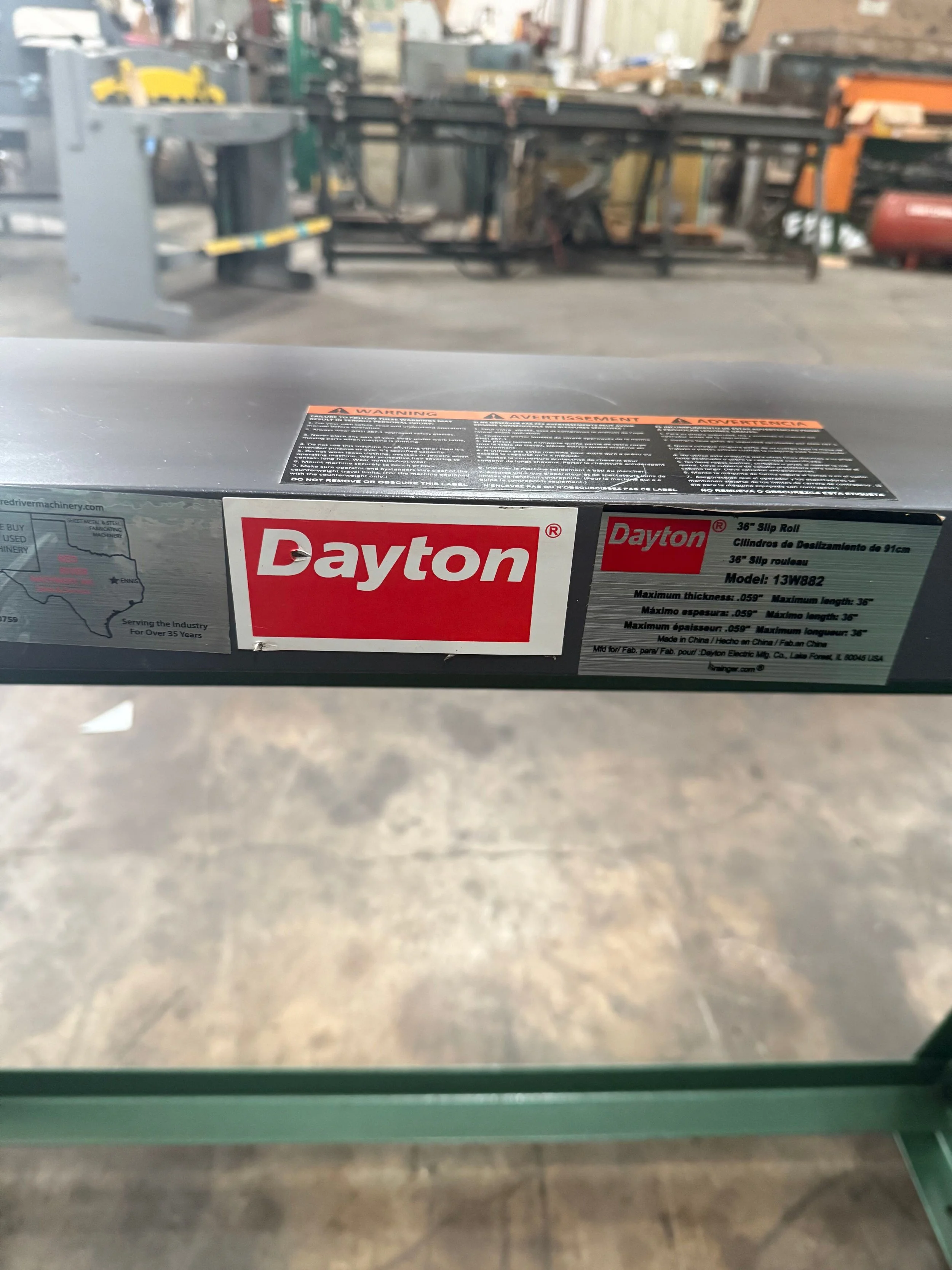 USED DAYTON 36' 22GA SLIP ROLL WITH FLOOD STAND