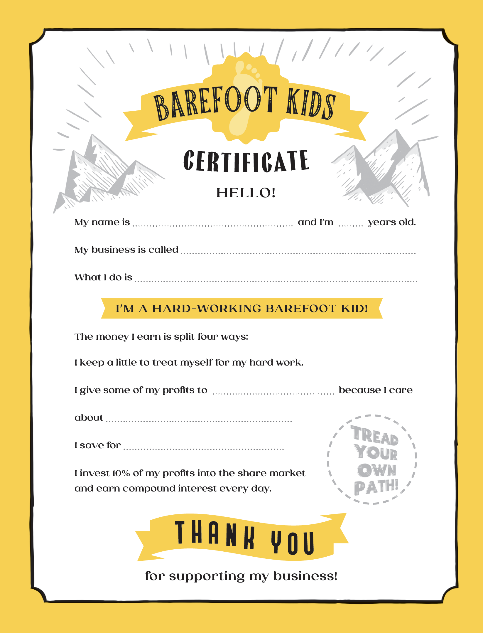 Kids Certificate — The Barefoot Investor Scott Pape