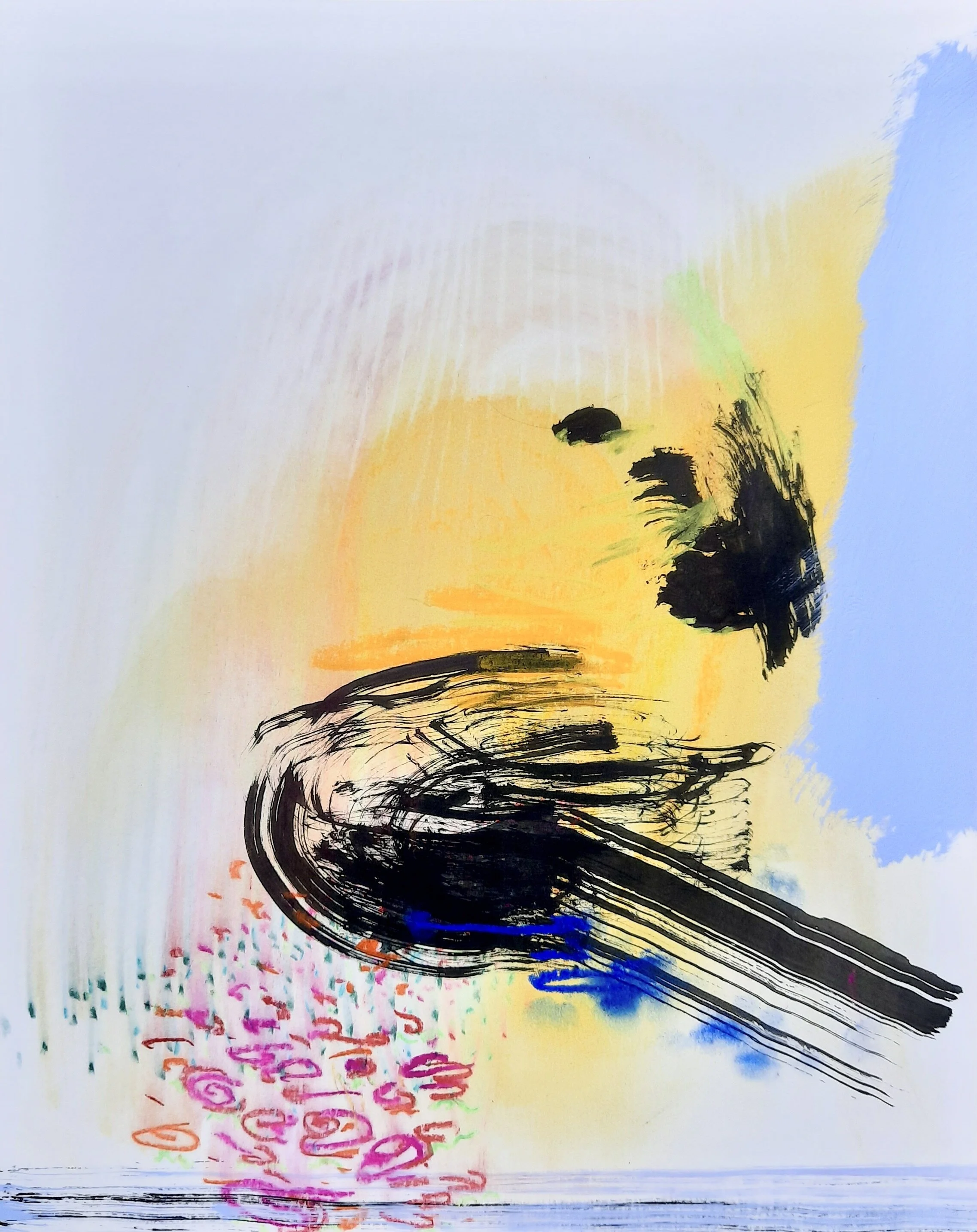 “Realms” Soft pastel, sumi ink, acrylic  11 x 14 inches 2020