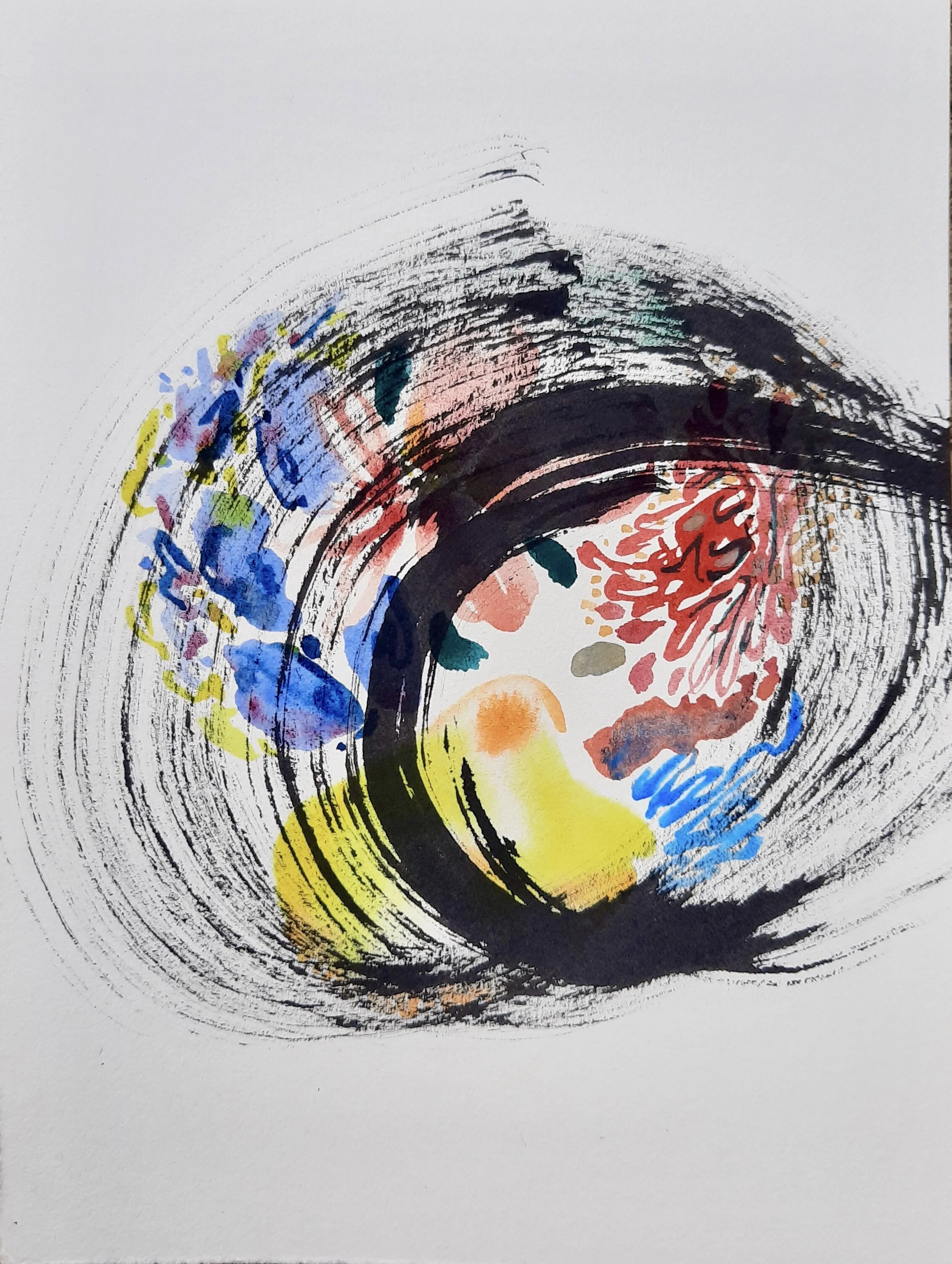 “Our Feelings Are Our Most Genuine Path To Knowledge. -Audre Lorde” Sumi ink, watercolor 6 x 7.5 inches 2020