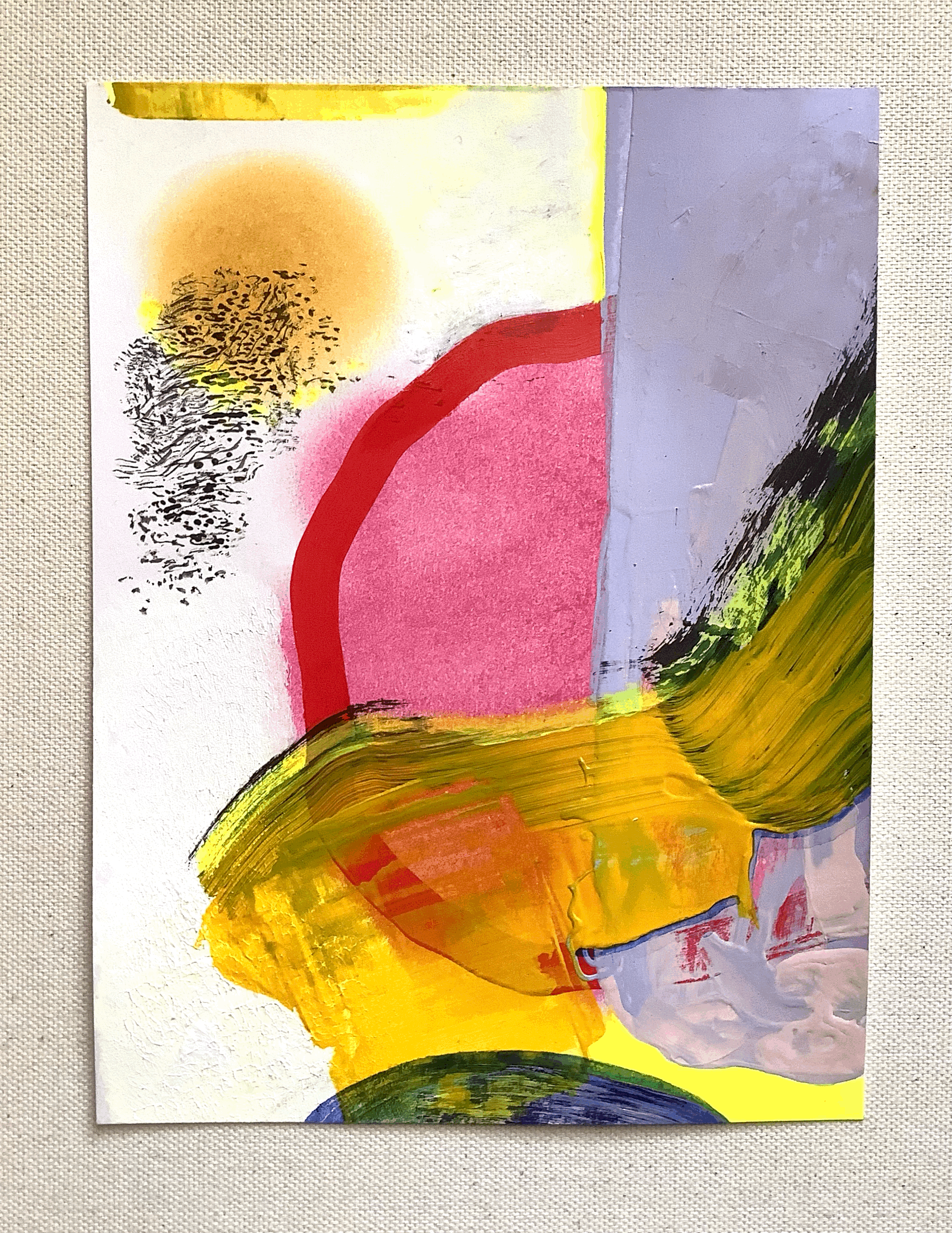 Aerial View, 2022, acrylic, pastel, ink, 6 x 8"