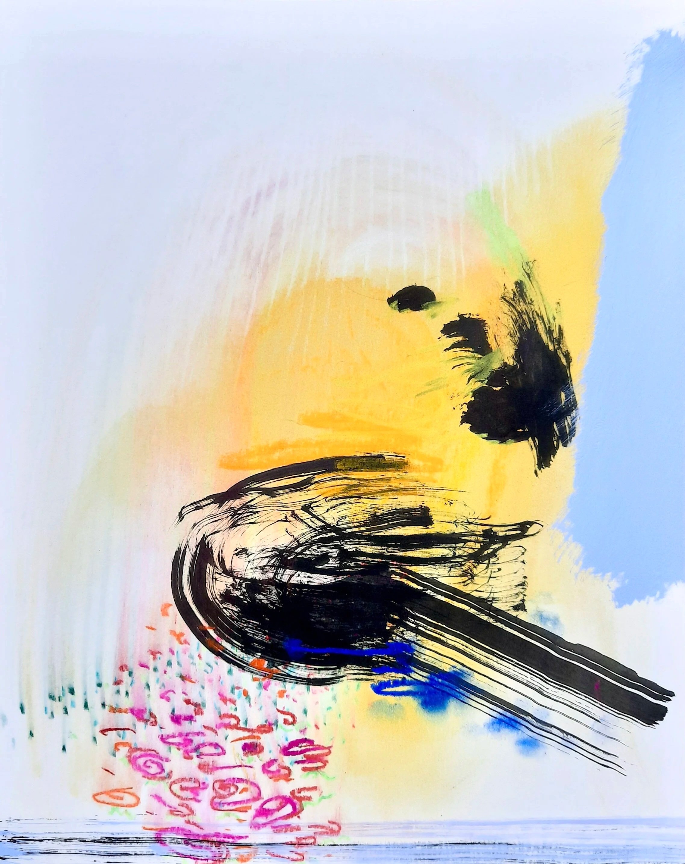 Realms, 2020, pastel, ink, acrylic, 11 x 14"