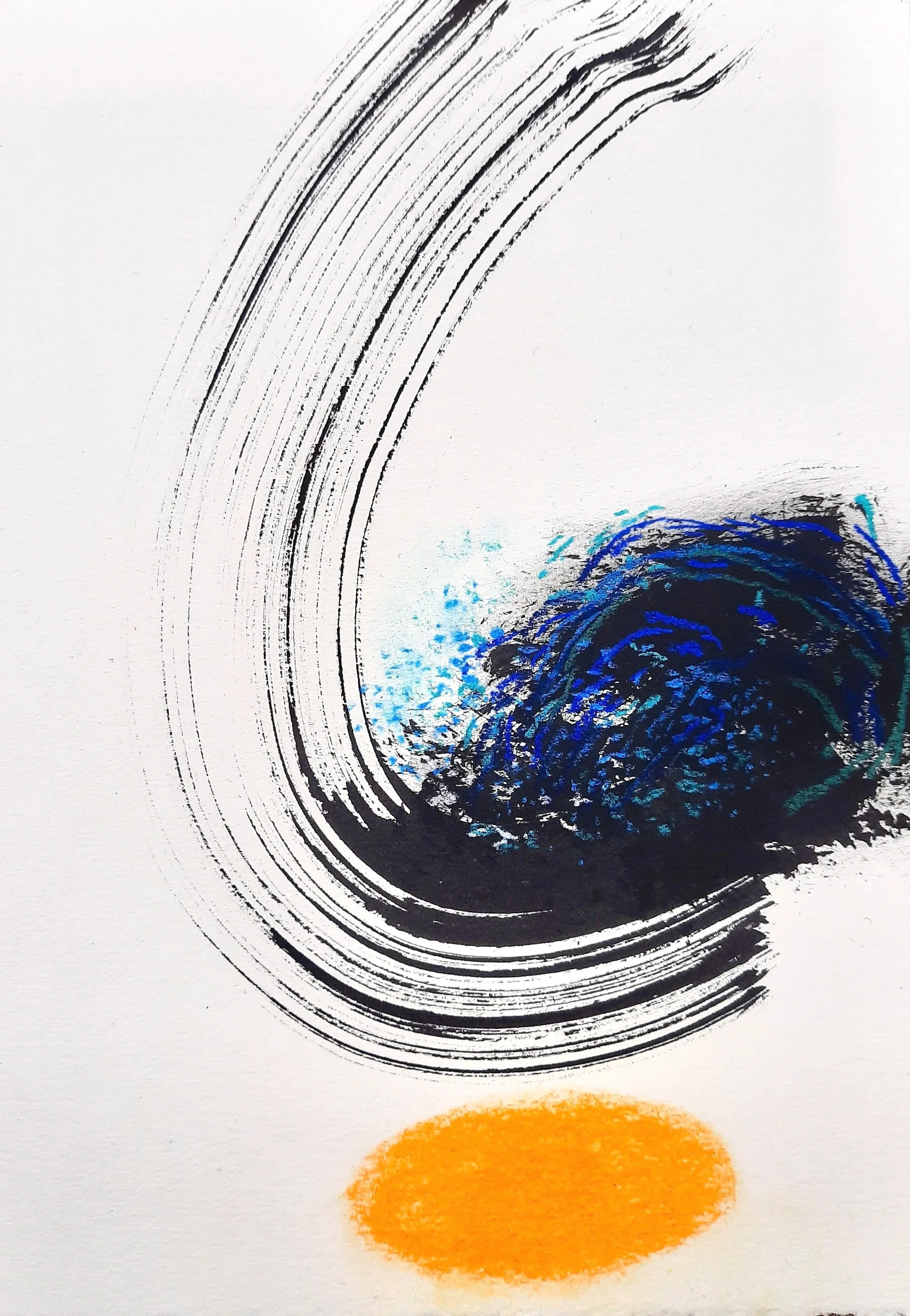 Hara, 2020, ink, pastel, 8 x 11"