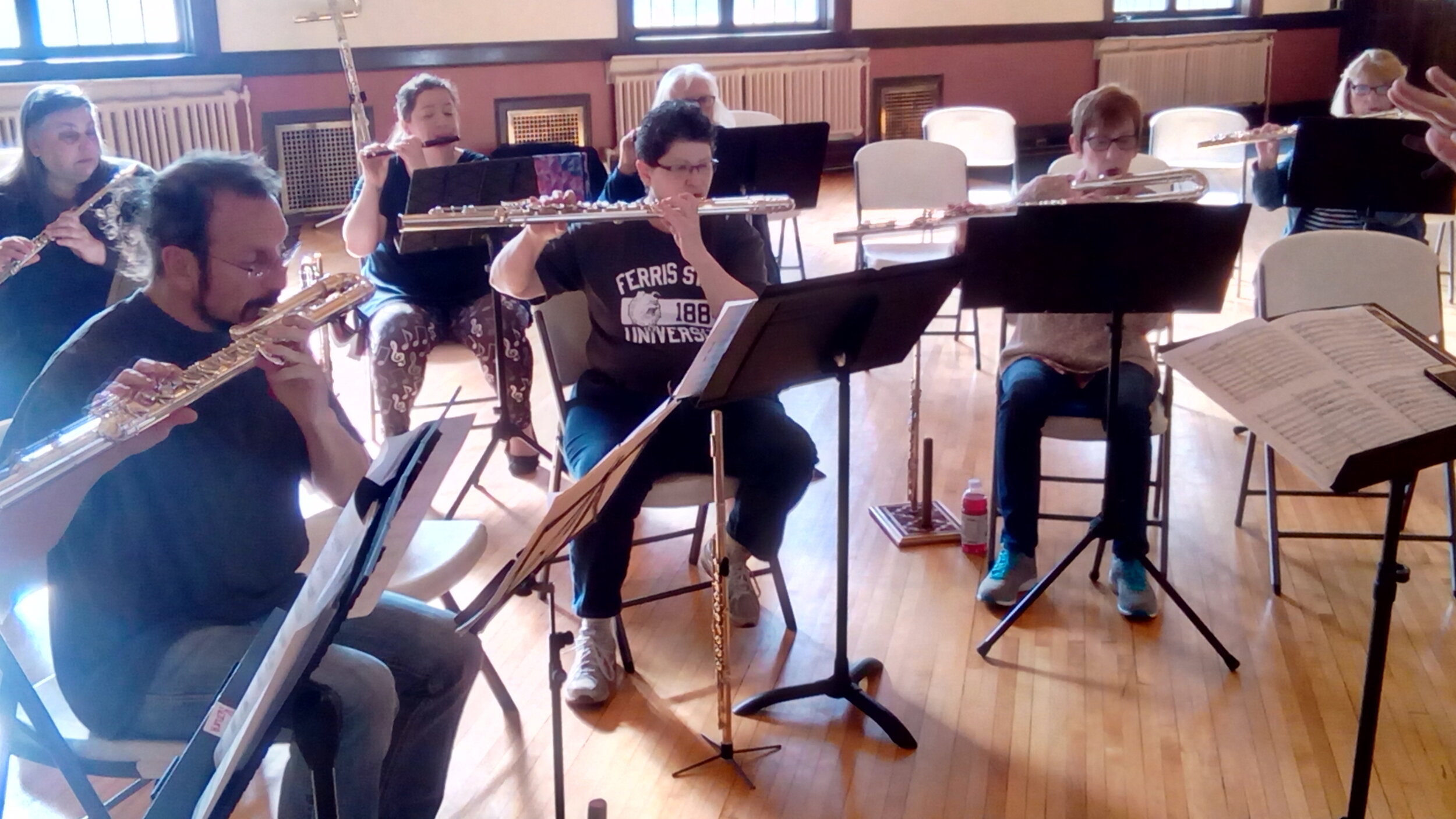 Great Lakes Flutes rehearsal at Park Church