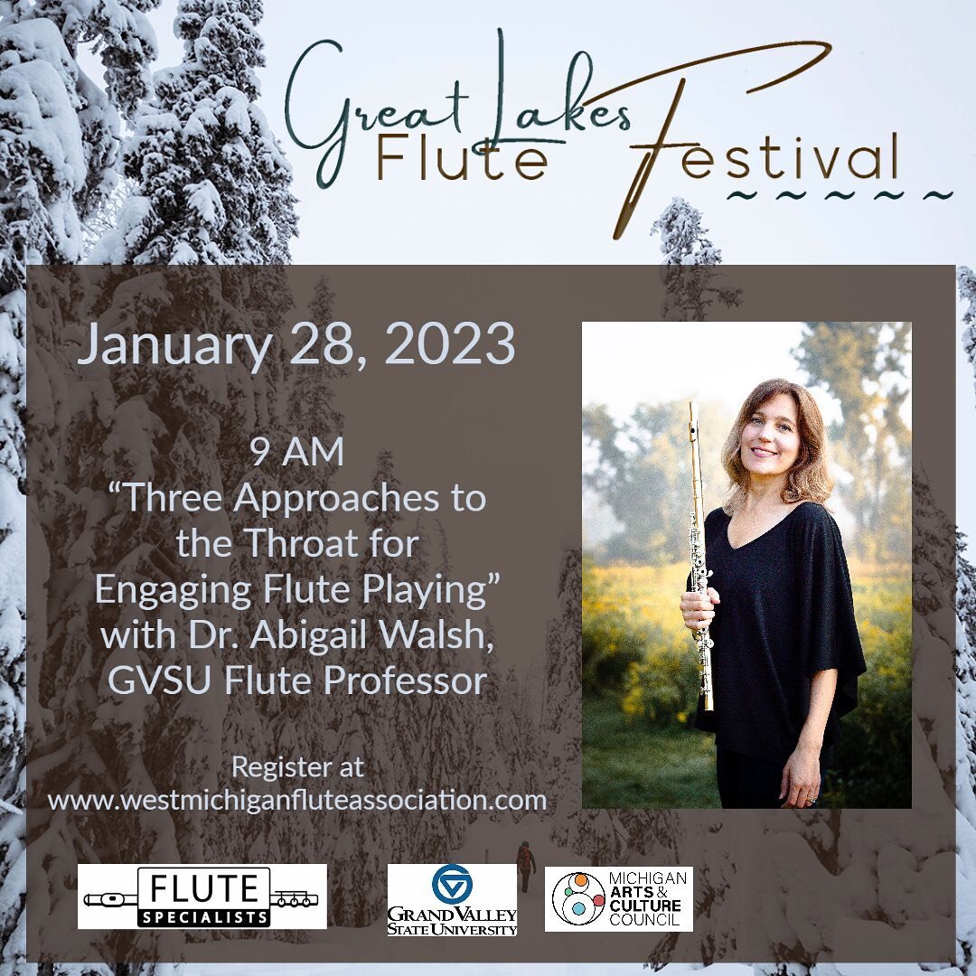 Bring your flute and be prepared to warm up quickly and efficiently! This french style group technique class will give flutists a chance to warm up through traditional tone and technique warm-up exercises. Dr. Abigail Walsh will lead exercises of thr
