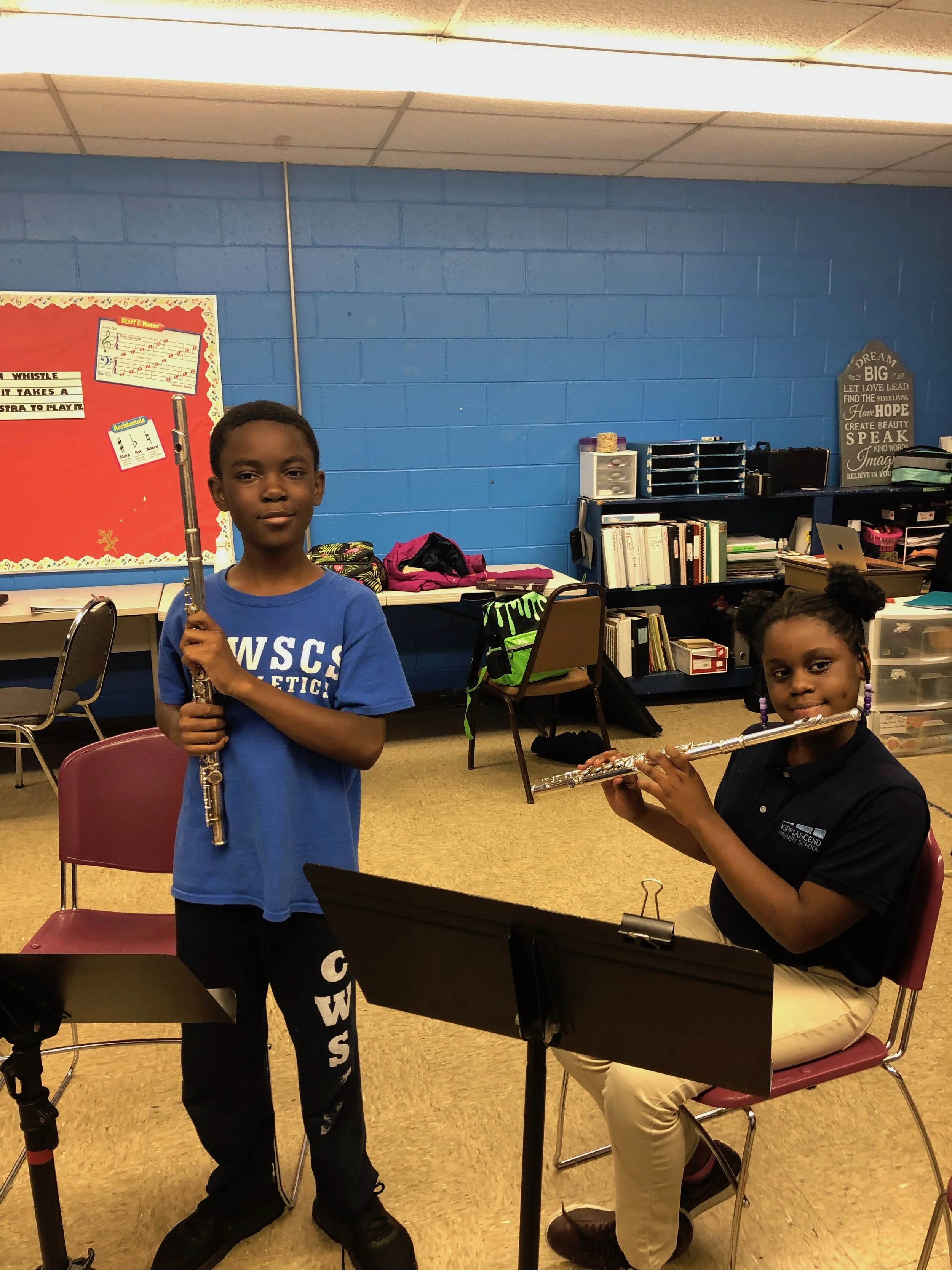 MUSIC (Music in Urban Schools Inspiring Change) students playing the flute