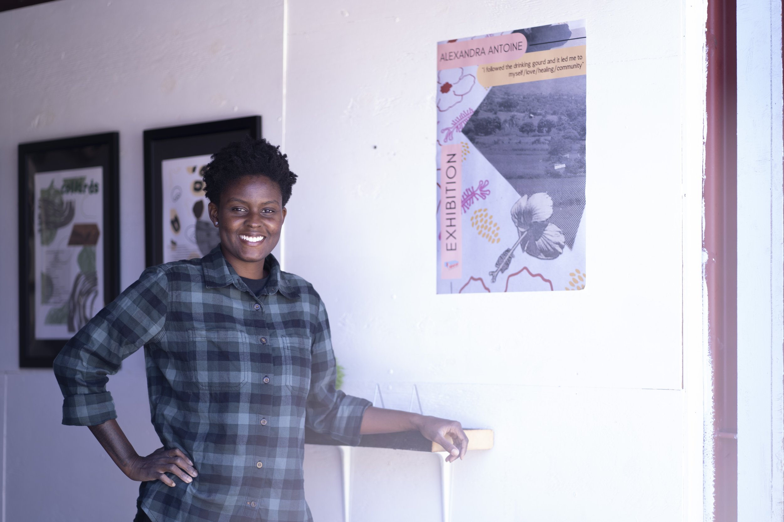 A community member inside the museum at a Lawndale Pop-Up Spot event