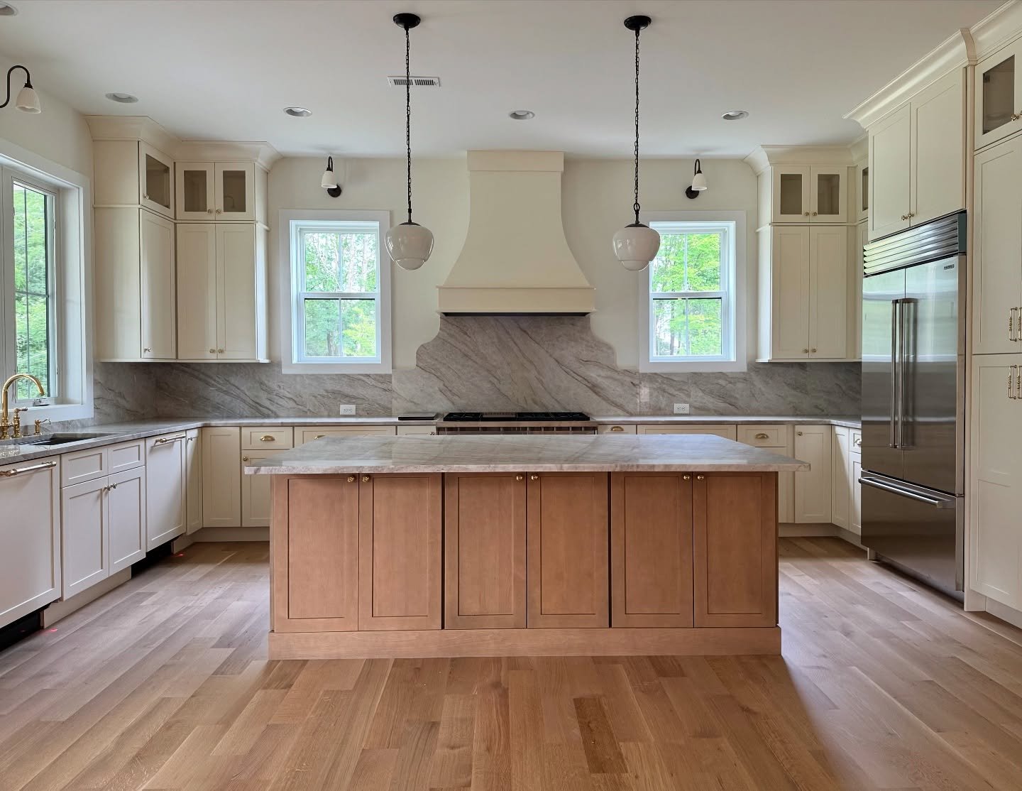 from rendering to reality ✨ a first look at the kitchen in our philadelphia new build. the client wanted neutral yet classic bones, so we elevated the design with a statement backsplash. we&rsquo;ll be layering in color, pattern, and texture through 