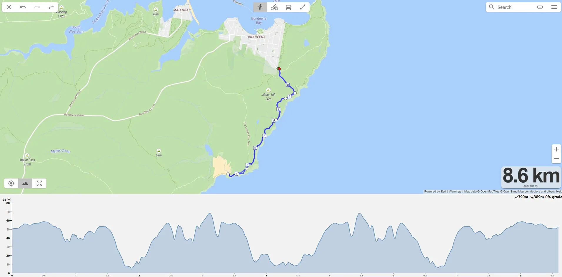 Bundeena to Marley Beach running route