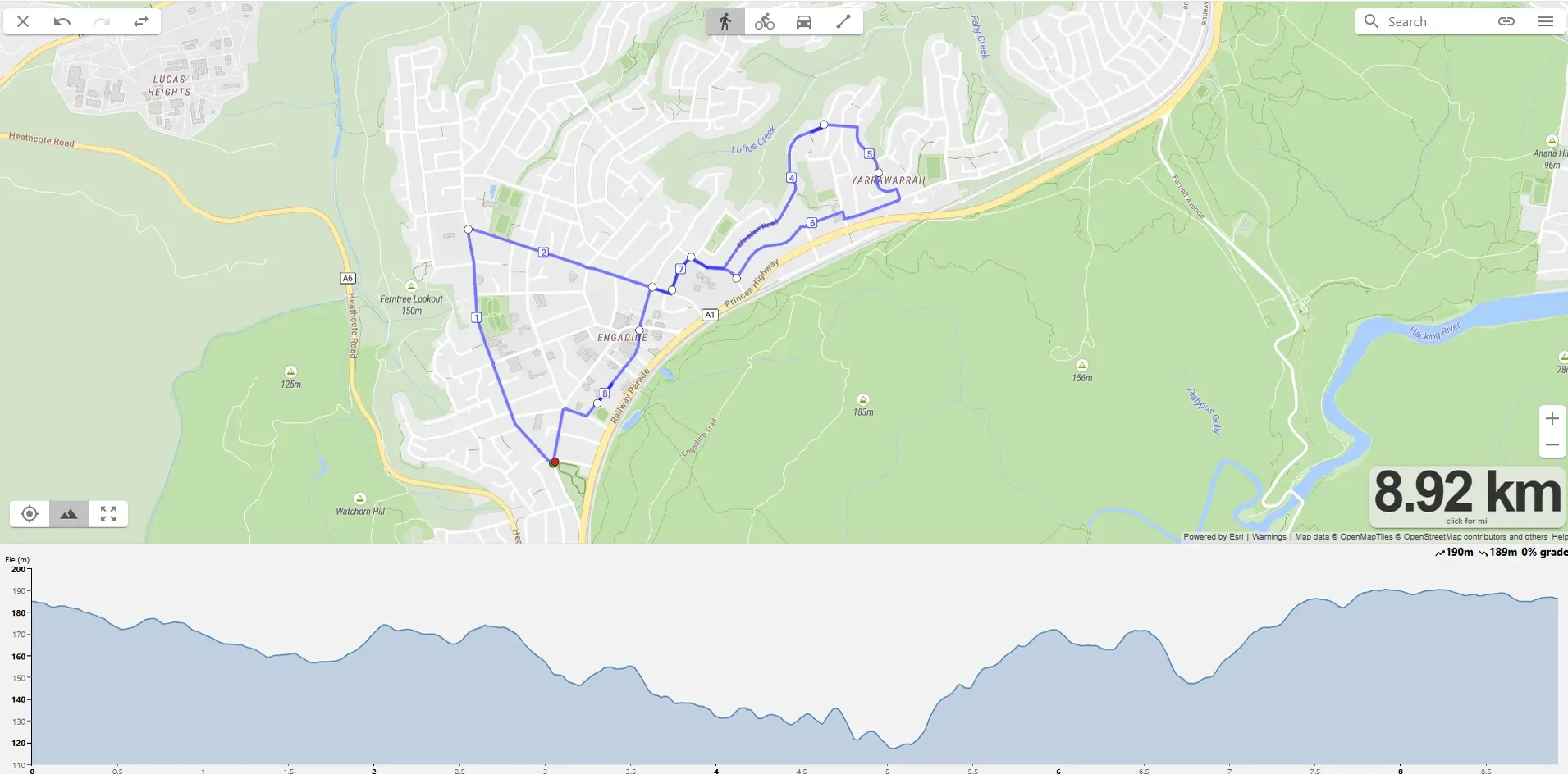 Engadine to Yarrawarrah Hilly Running Route