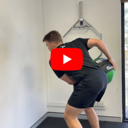 Man performing med ball throw - strength training for runners Sutherland Shire