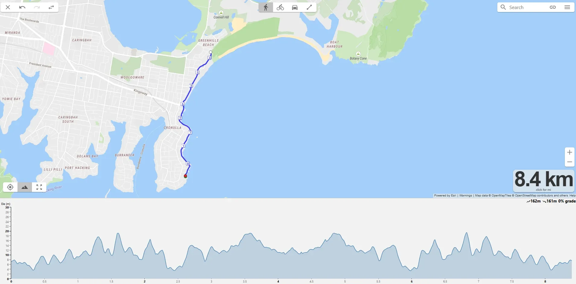 Cronulla Esplanade running route Sutherland Shire