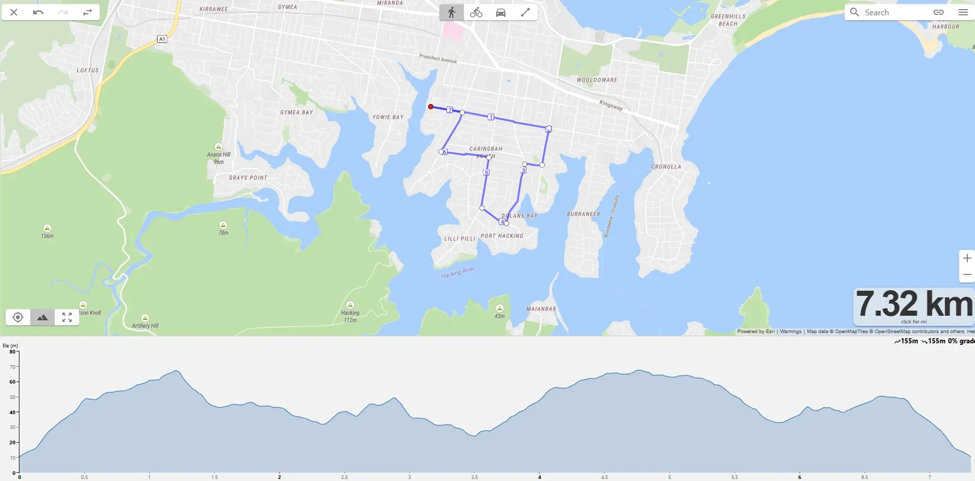 Burraneer Bay Hills Running Route