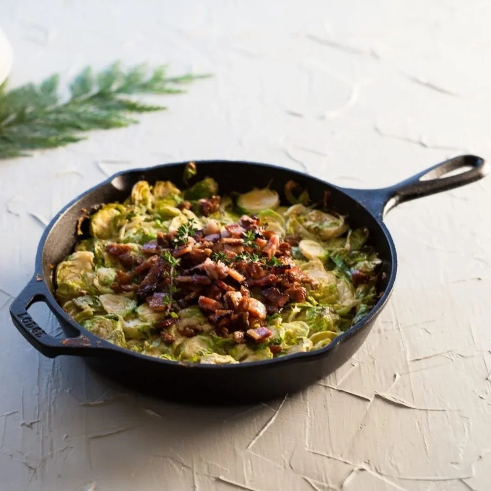 Brussels Sprout Gratin With Smokey Bacon And Macadamia Crumb