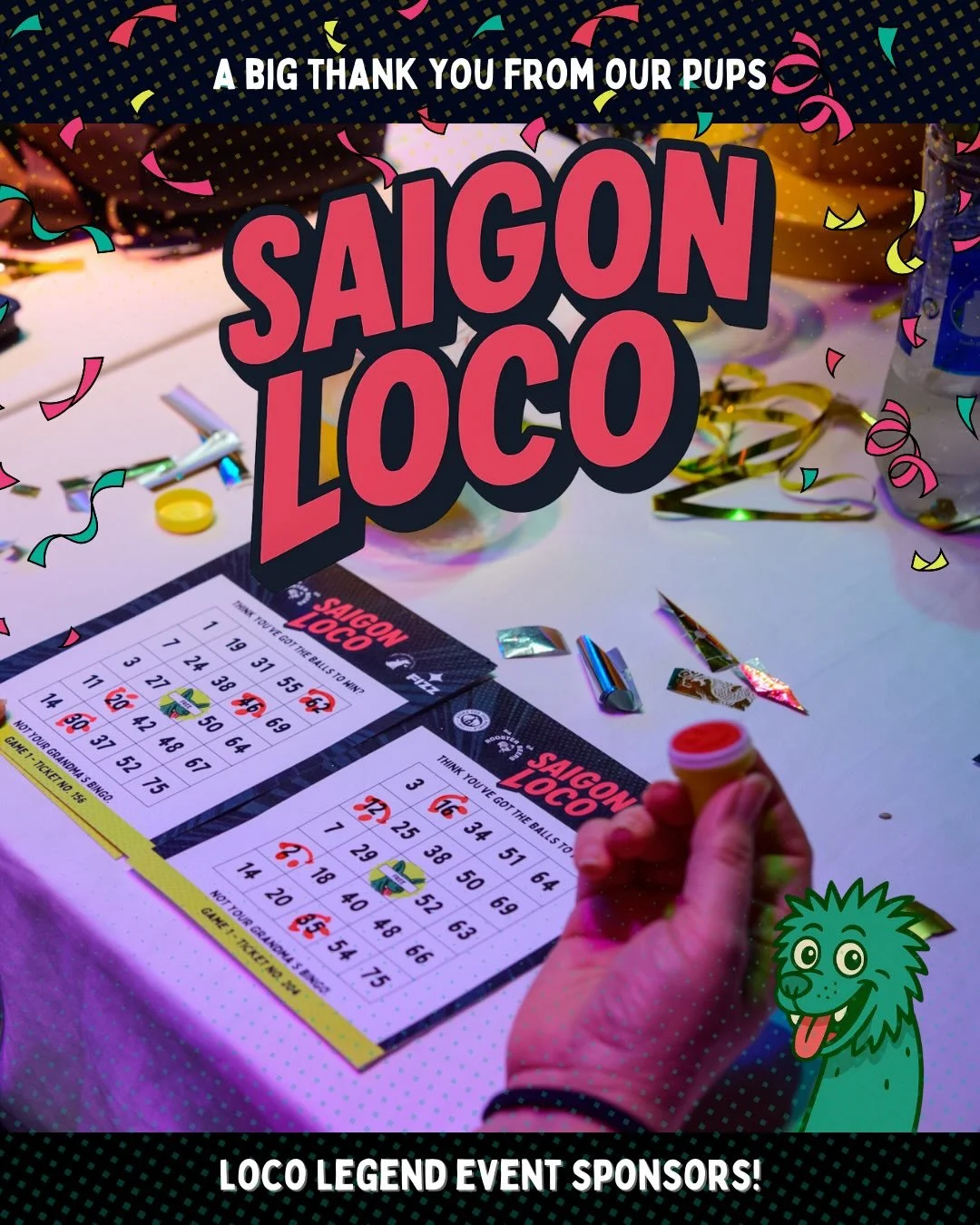 Still buzzing from Saigon Loco 💚

Thanks to the incredible support of our main sponsors @titosvodka, @rooster.beers, and @fizzsodasvn, and every single person who came along and went loco with us, we raised an amazing 170 million VND for rescue dogs