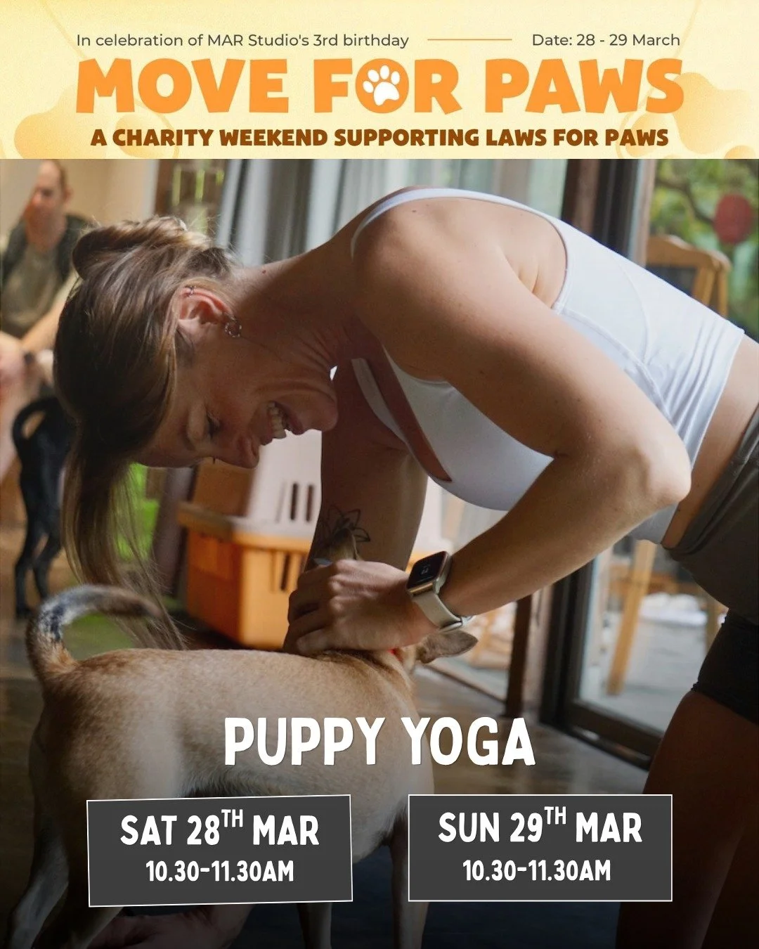 Let's celebrate together in the cutest way possible!
Join us this weekend to celebrate MAR&rsquo;s 3rd birthday and support our shelter dogs.

🗓 Sat 28th and Sun 29th March
📍Mar Studio, Binh Thanh
⏰ 10.30-11.30am (please arrive 10mins before the cl