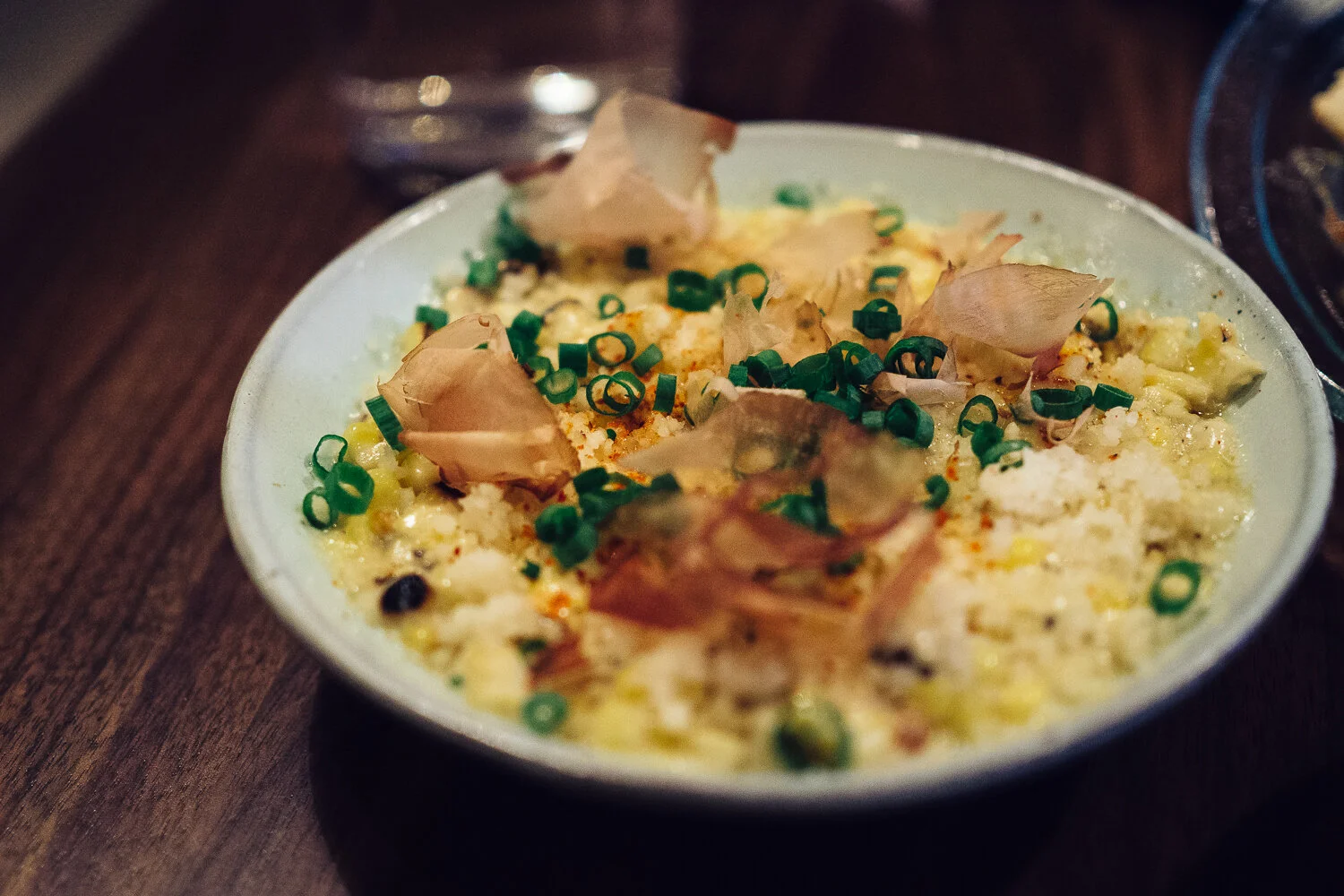 Silver Queen Corn. Parmesan, bone marrow, bonito, aioli, hot sauce. (This was our favorite! Who knew a corn dish can be this good!?!)