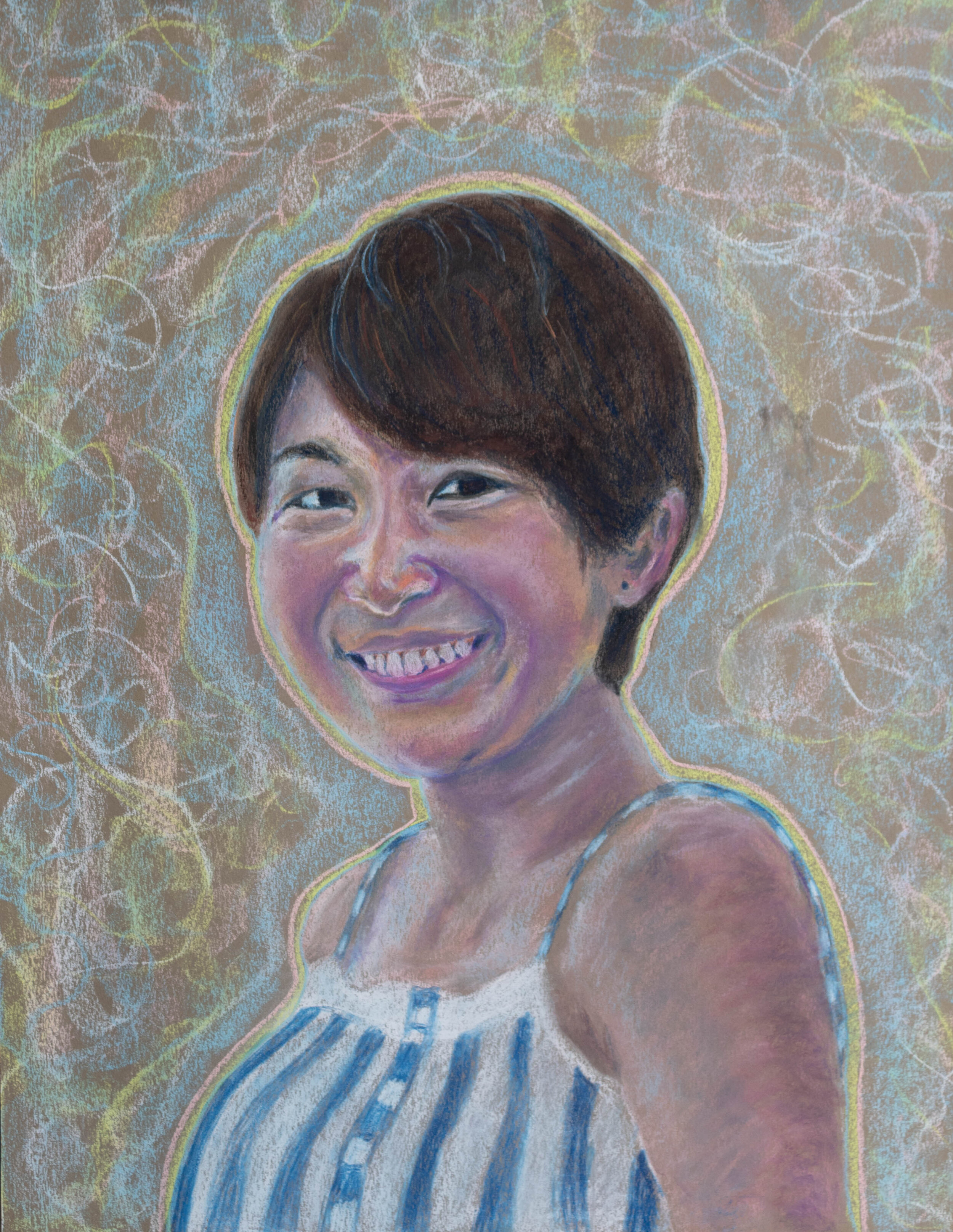 "Yumika", 2020, chalk pastel on paper, 19 x 25 inches