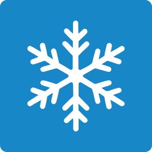 White snowflake icon on blue background.
