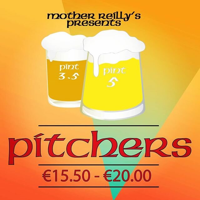 We have two distinct pitcher deals to wet your whistle. &bull;
#motherreillysrathmines #pitcherdeals #mas #weekender