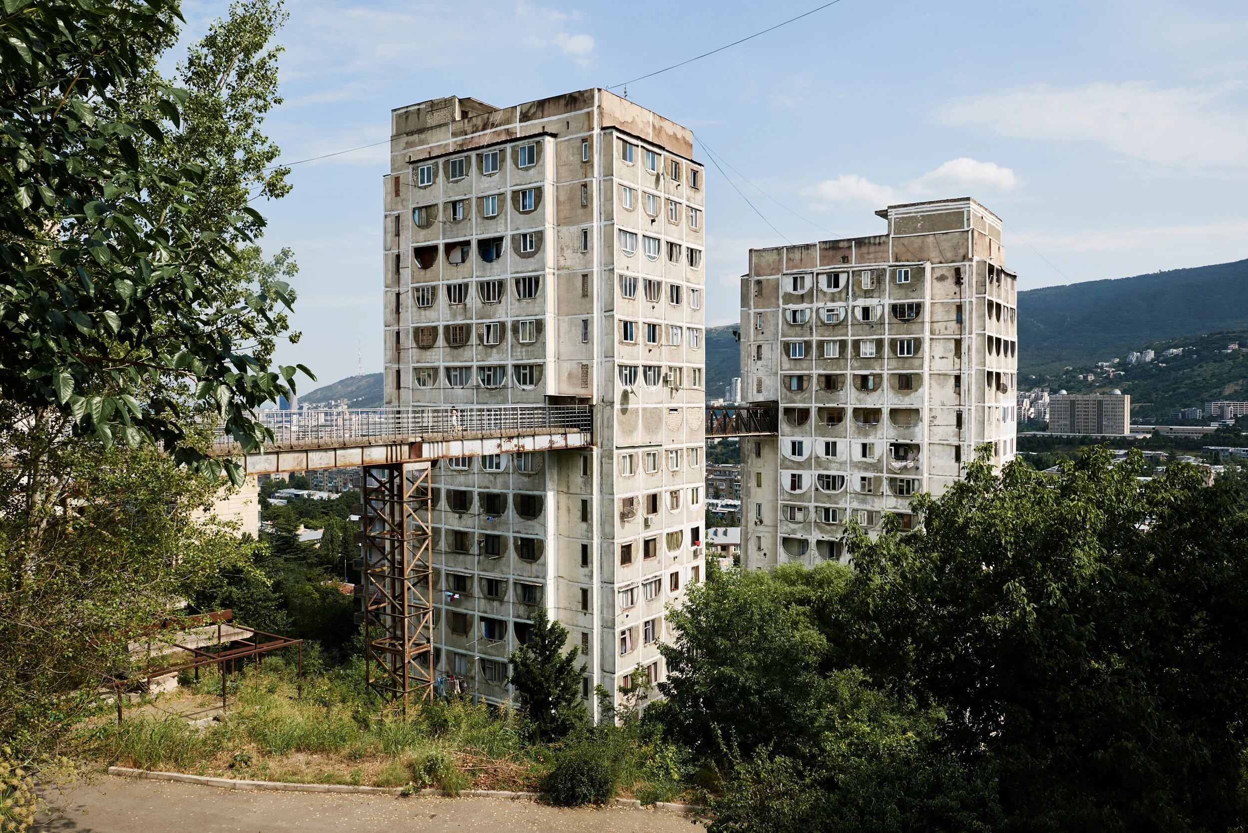  The Nutsubidze Plato apartment complex located in the Saburtalo district of Tbilisi, Georgia. Built in stages between 1974-1976 by architects O. Kalandarishvili and G. Potskhisvili.  