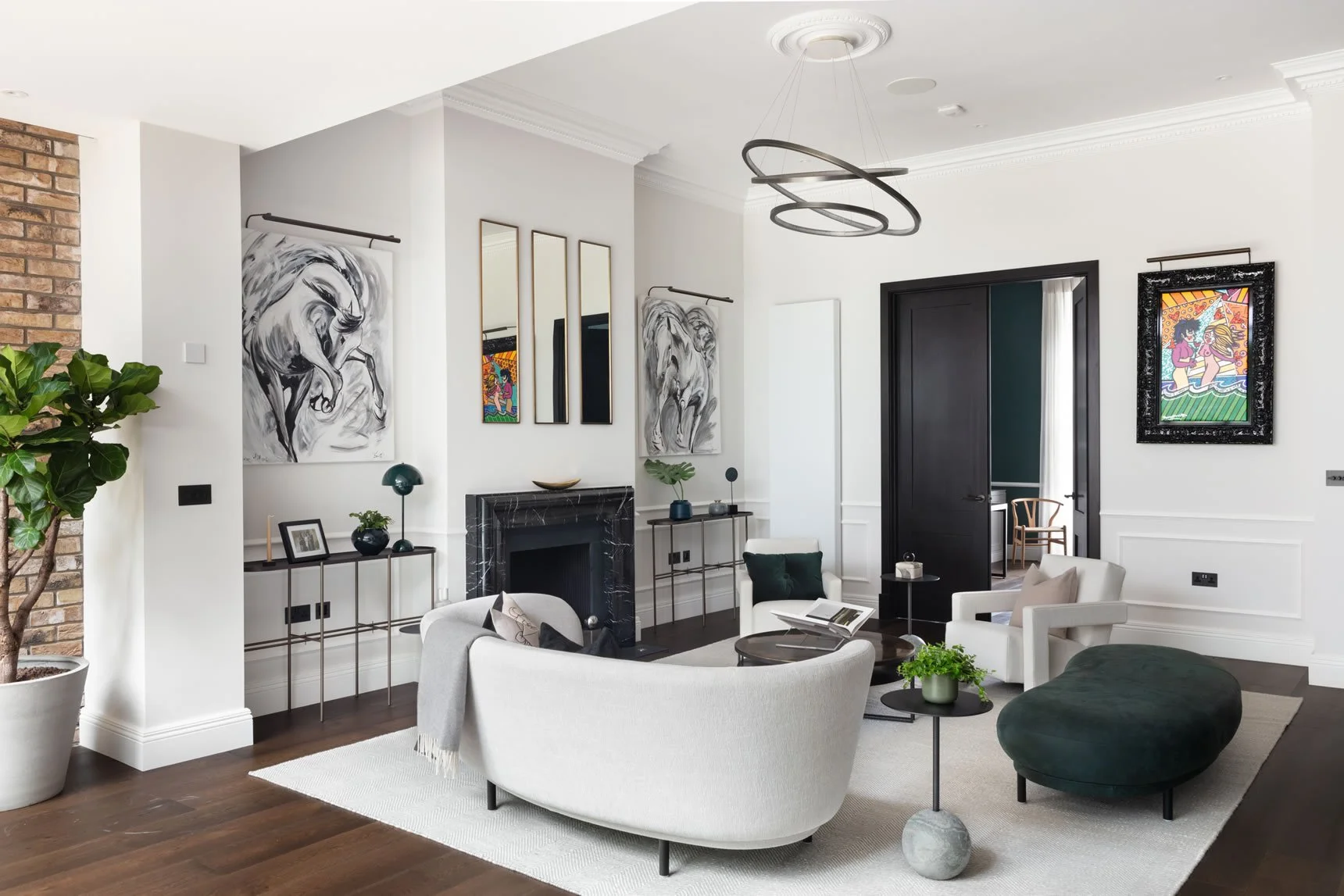 London Georgian Townhouse Renovation - Living Room Space with Custom Extra Height Doors