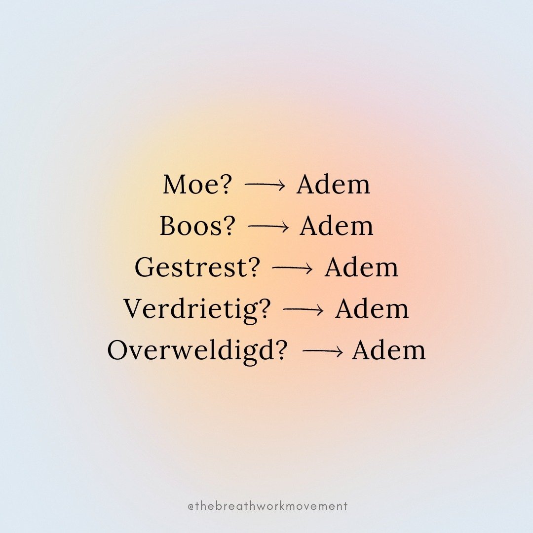 De adem is heus niet de oplossing voor &aacute;l je problemen, maar het verandert wel je ervaring. Van alles van je voelt. Direct. In het moment. Wat er ook gebeurt.⁠
⁠
Adem 🤍