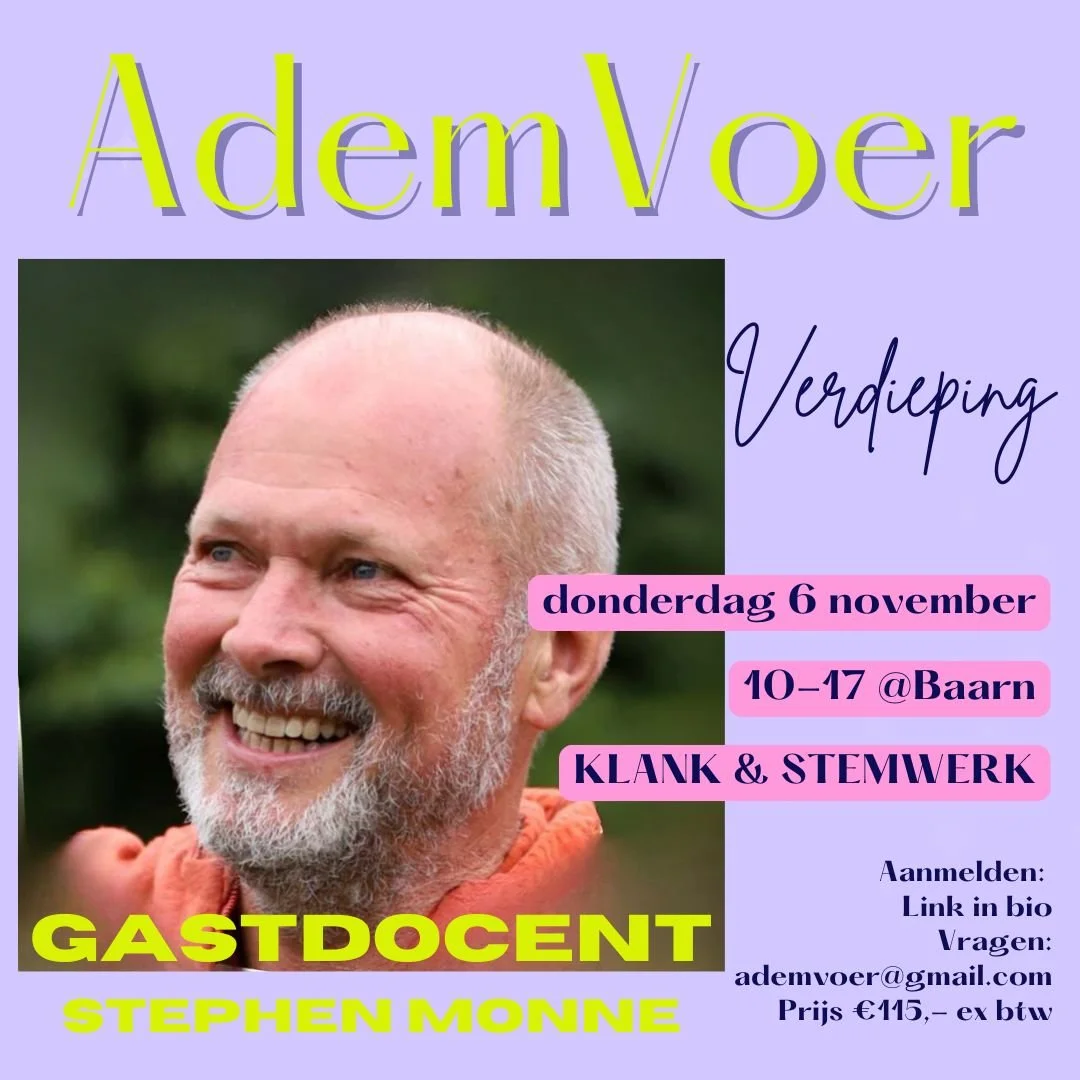 AdemVoer- verdiepingsdag met Stephen Monné over Klank & Stem, 6 november in Baarn