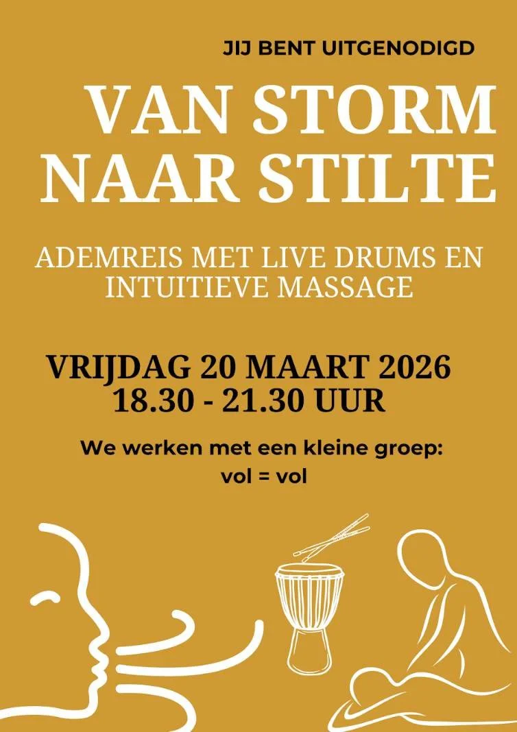 Ademcirkel verbonden adem met live drums en integratie massage, 20 maart in Eibergen