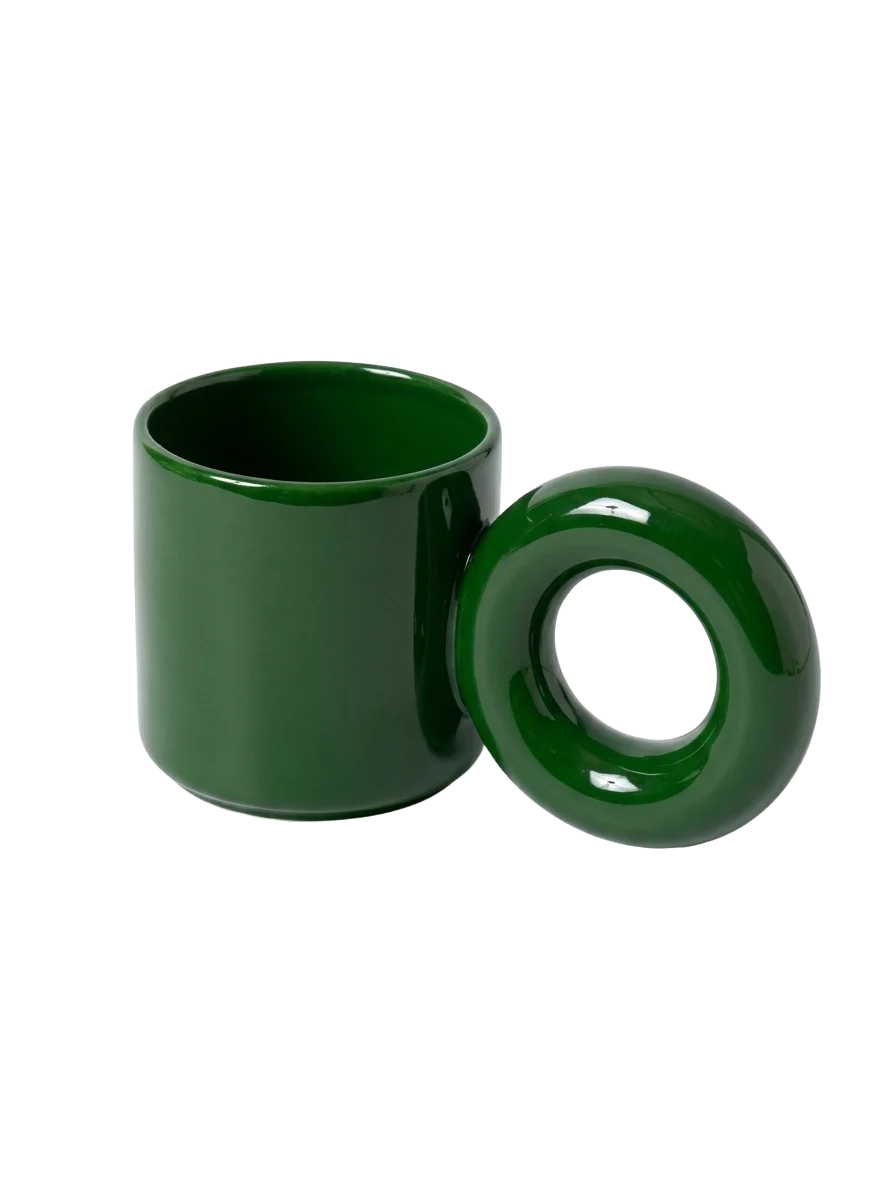 Zielony kubek ceramiczny UCHO z dużym uchem-preclem – Malwina Konopacka