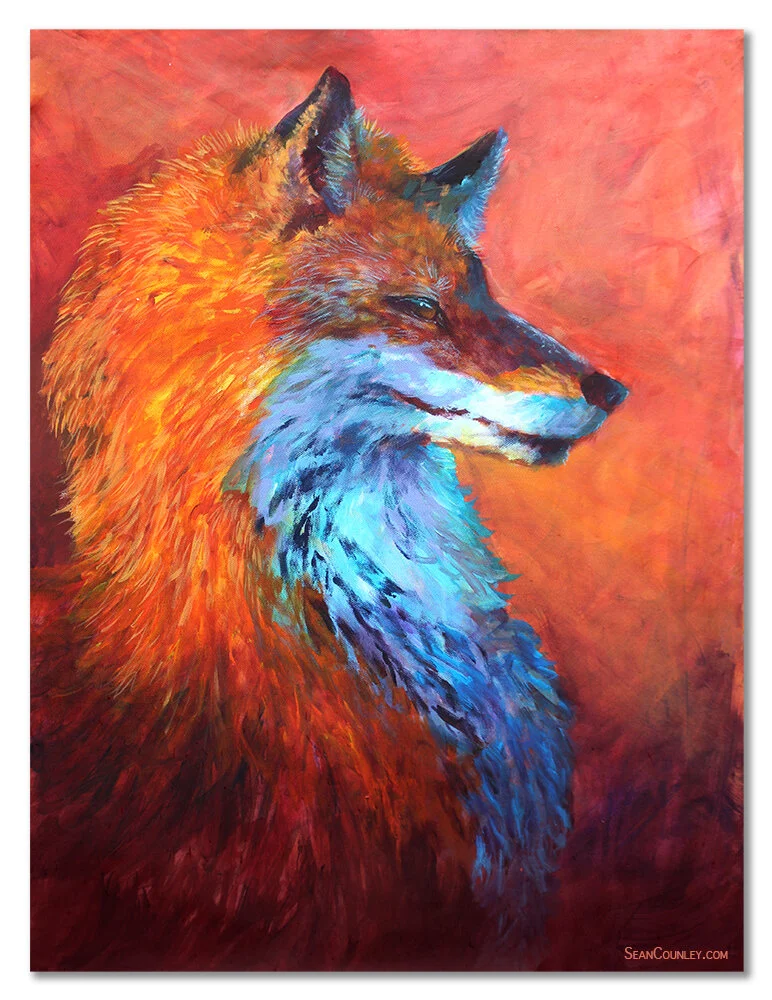 Fox • Original Acrylic Painting of British Wildlife — sean counley