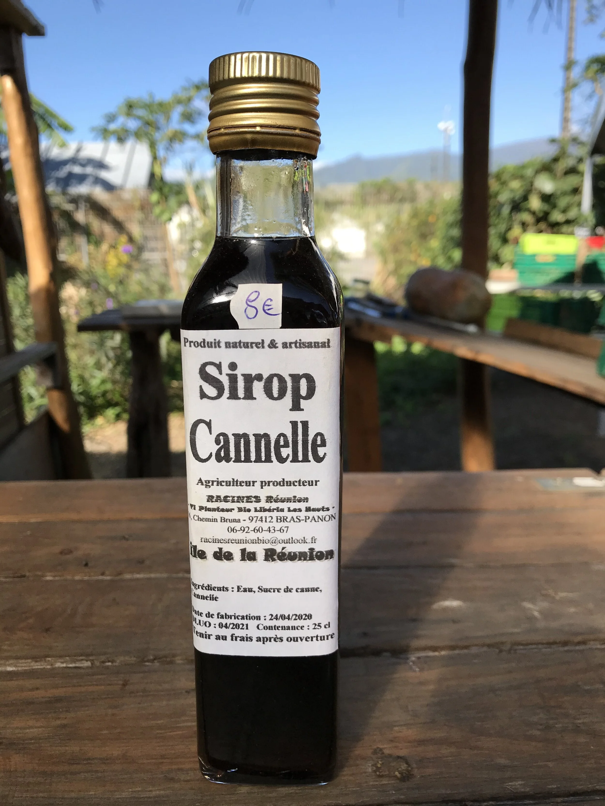 sirop cannelle, 250 ml, 8€